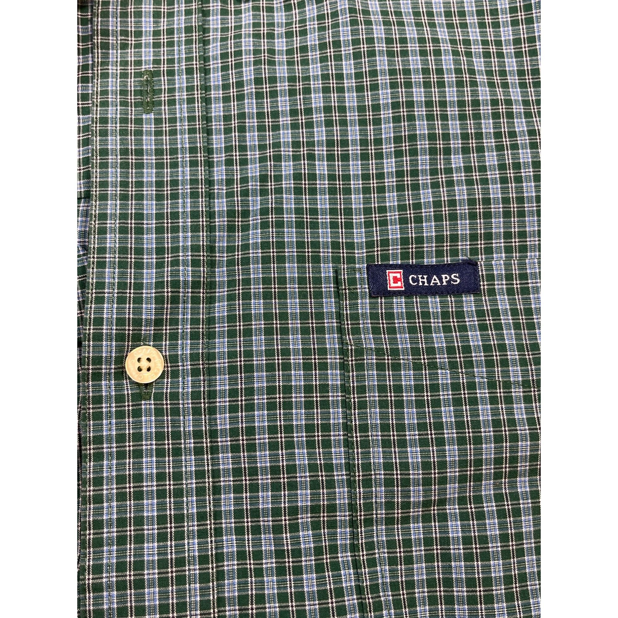 Chaps Chaps SKU 7623 Mens Green and Blue Plaid Button Down Shirt S Size US XL / EU 56 / 4 - 10 Thumbnail