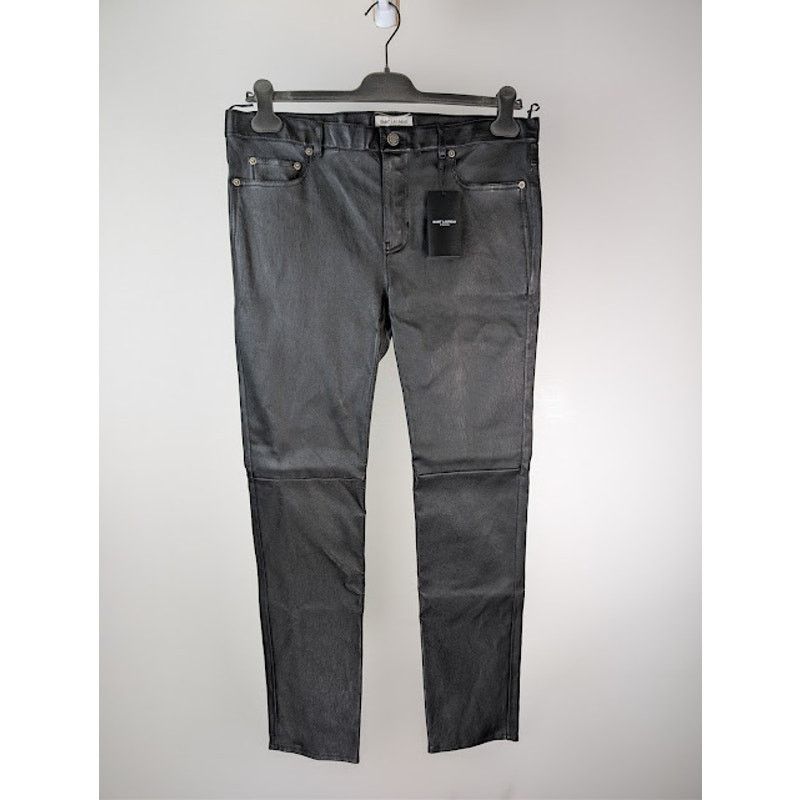 Saint Laurent Paris o1rshd1 Agora Stretch Skinny 5-Pocket Leather Pants in Black Size US 38 / EU 54 - 2 Thumbnail