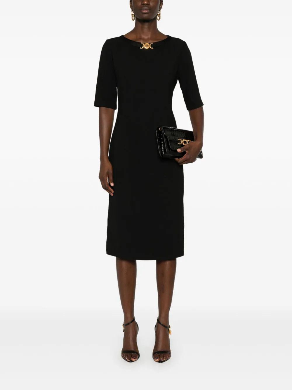 Versace o1s22i1n1024 Midi Medusa Dress in Black Size M / US 6-8 / IT 42-44 - 1 Thumbnail