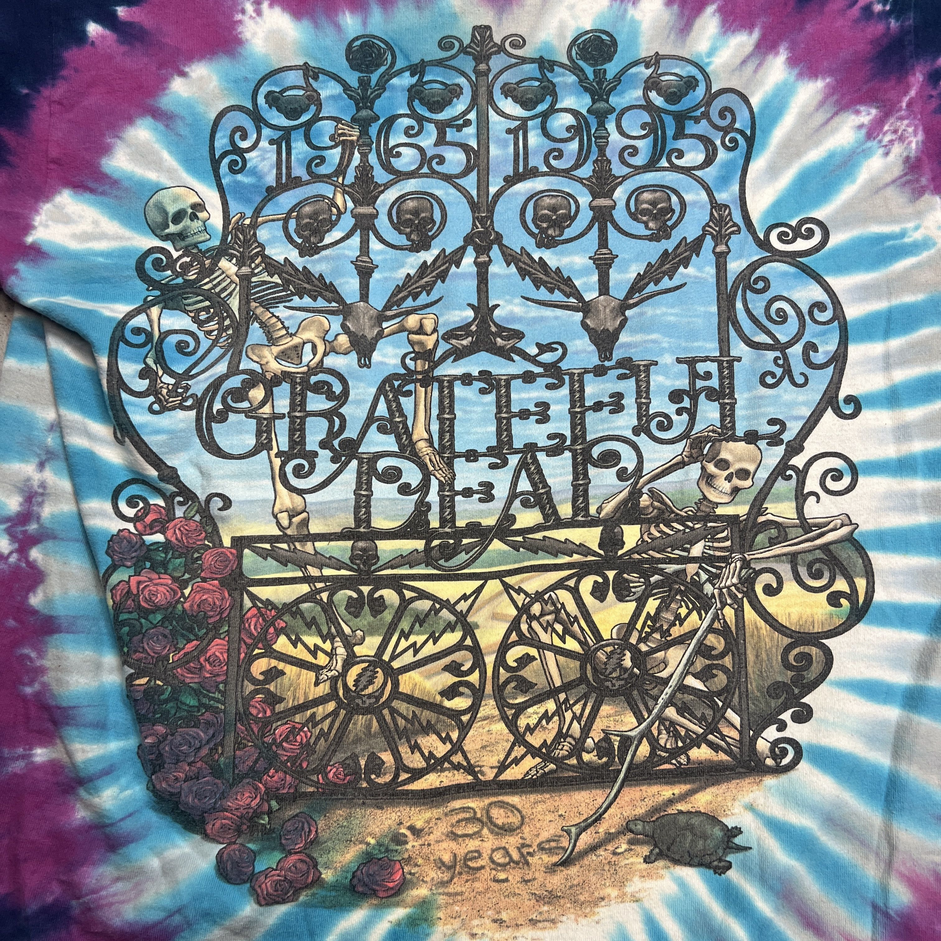 Grateful Dead × Vintage 1995 Grateful Dead 30 Years Skeleton With Roses Tee Size US L / EU 52-54 / 3 - 5 Thumbnail