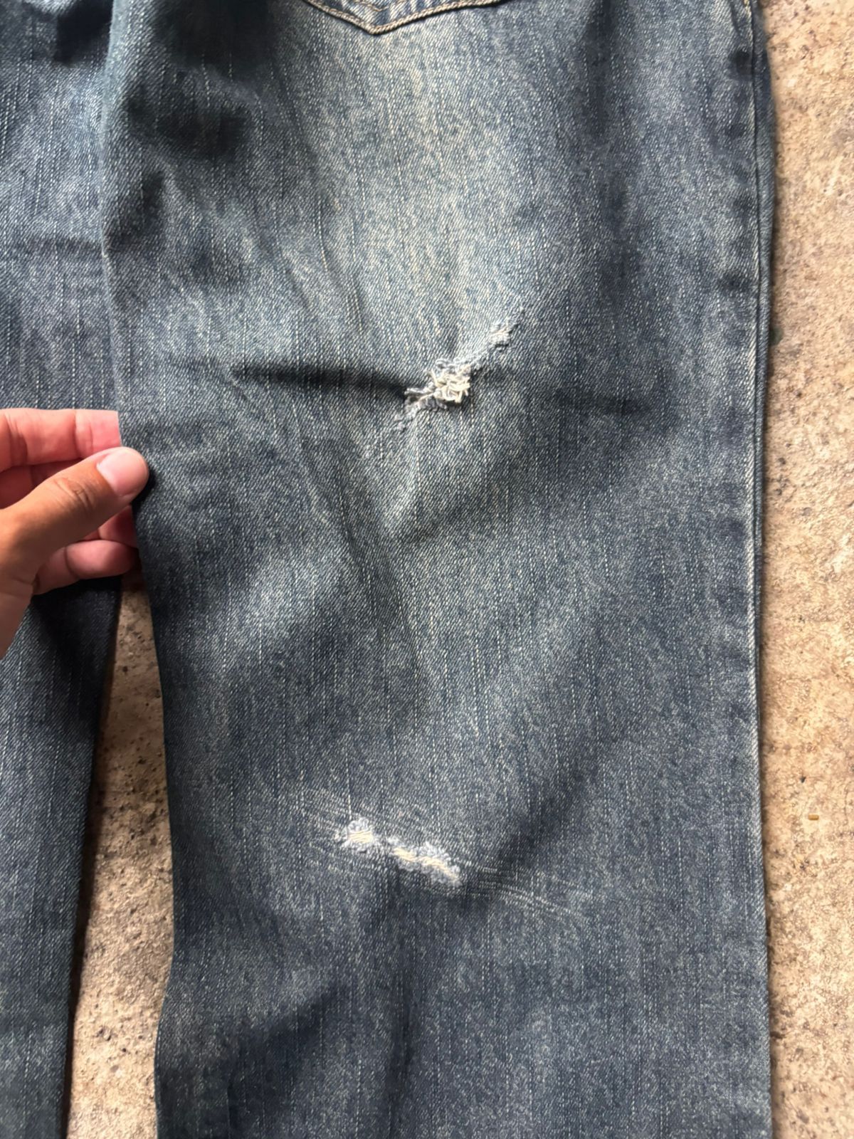 Japanese Brand 2000s Alphalee Japan Hybrid Distressed Double Waist Jeans Size US 31 - 11 Thumbnail