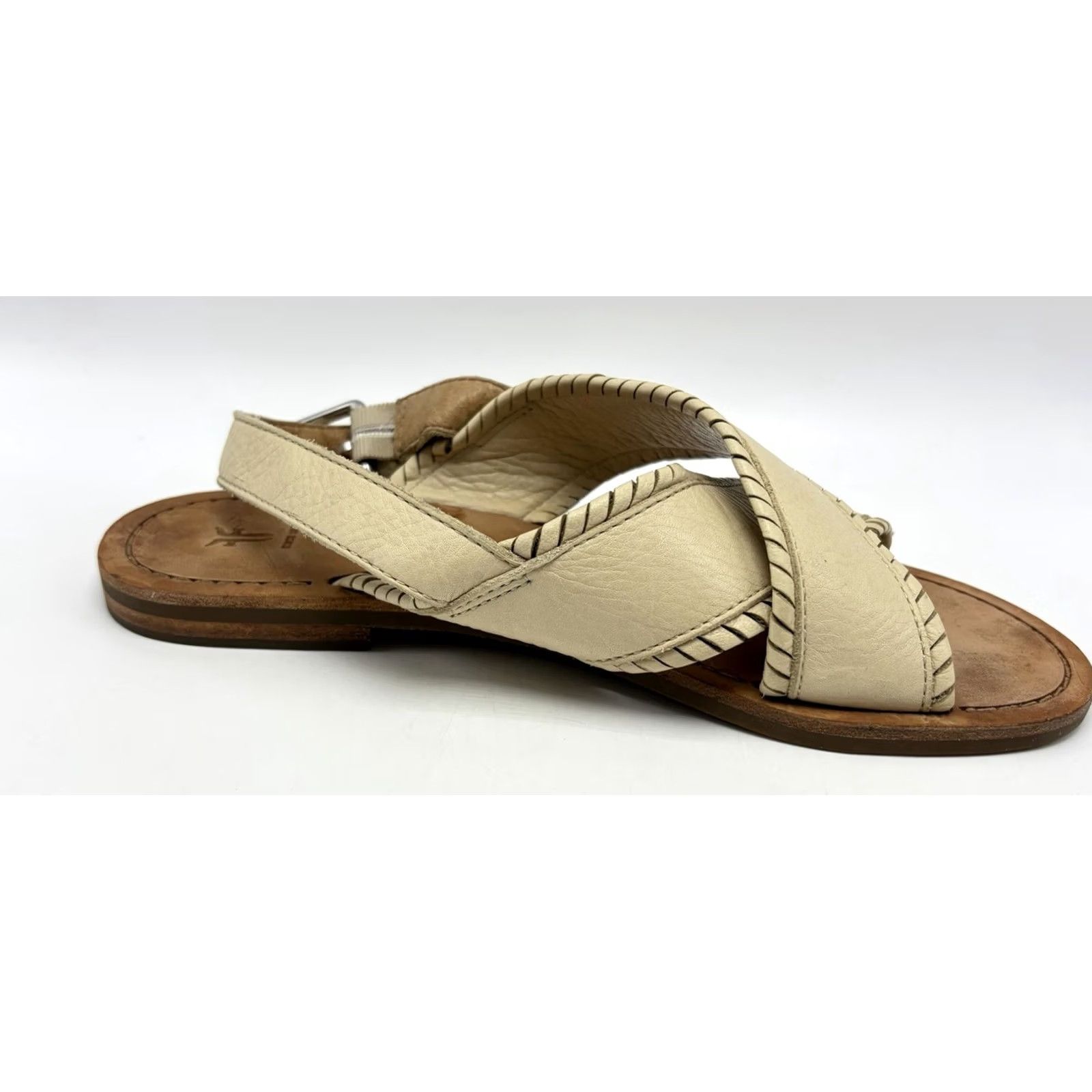 Frye Frye Sandals Women 8 M Leather Robin Feather Camel Flat Buckle Casual Size US 8 / IT 38 - 4 Thumbnail
