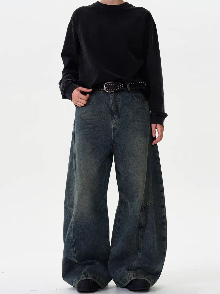 Japanese Brand Vintage deconstructed washed scimitar baggy wide leg jeans Size US 34 / EU 50 - 2 Thumbnail