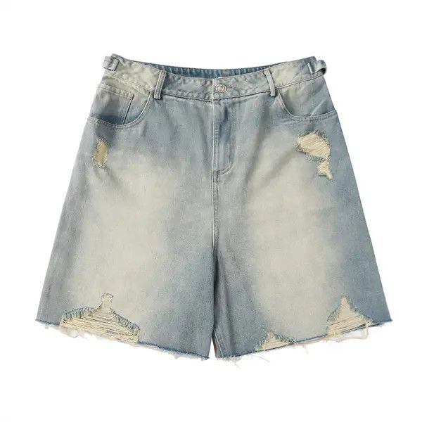 Jean Heavy punk distressed washed ripped denim shorts y2k Size US 32 / EU 48 - 1 Thumbnail