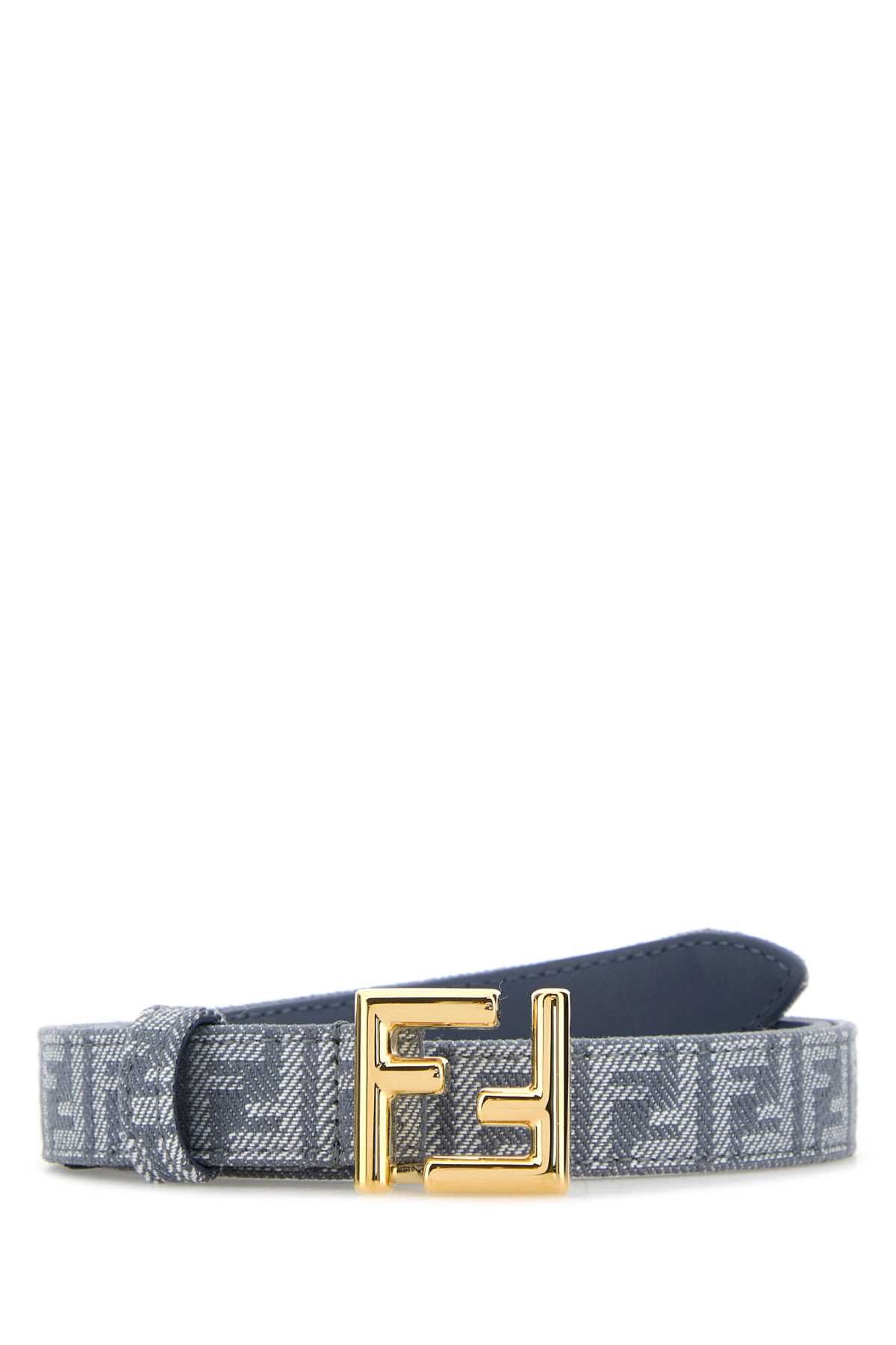 ベルト Fendi Embroidered Denim Ff Belt FF Belt Leather Brown | Fendi