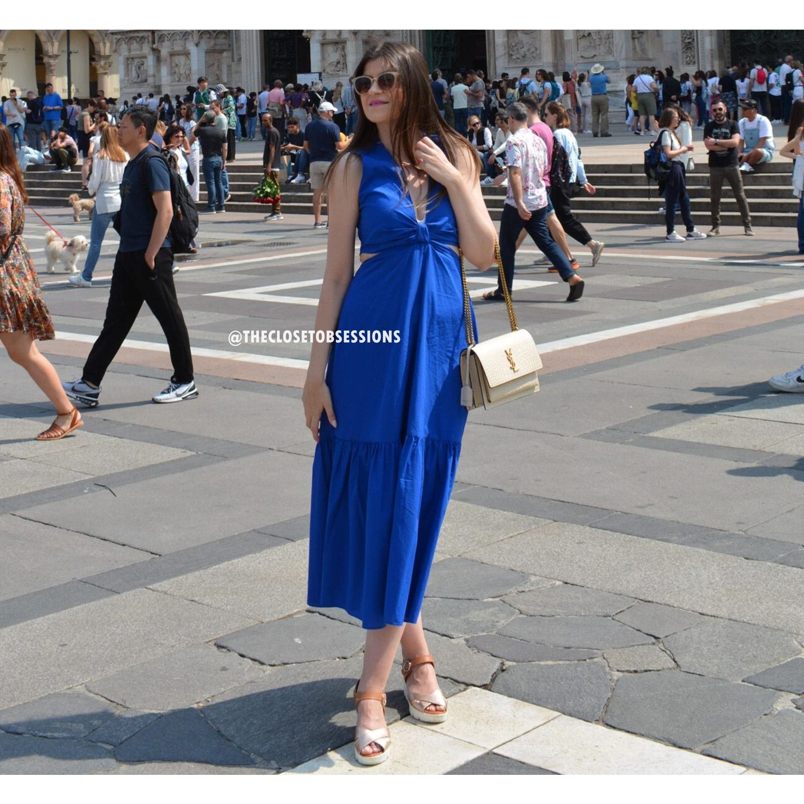 Mango MANGO Blue Sleeveless V-Neck Maxi Dress NWT Size S / US 4 / IT 40 - 17 Thumbnail