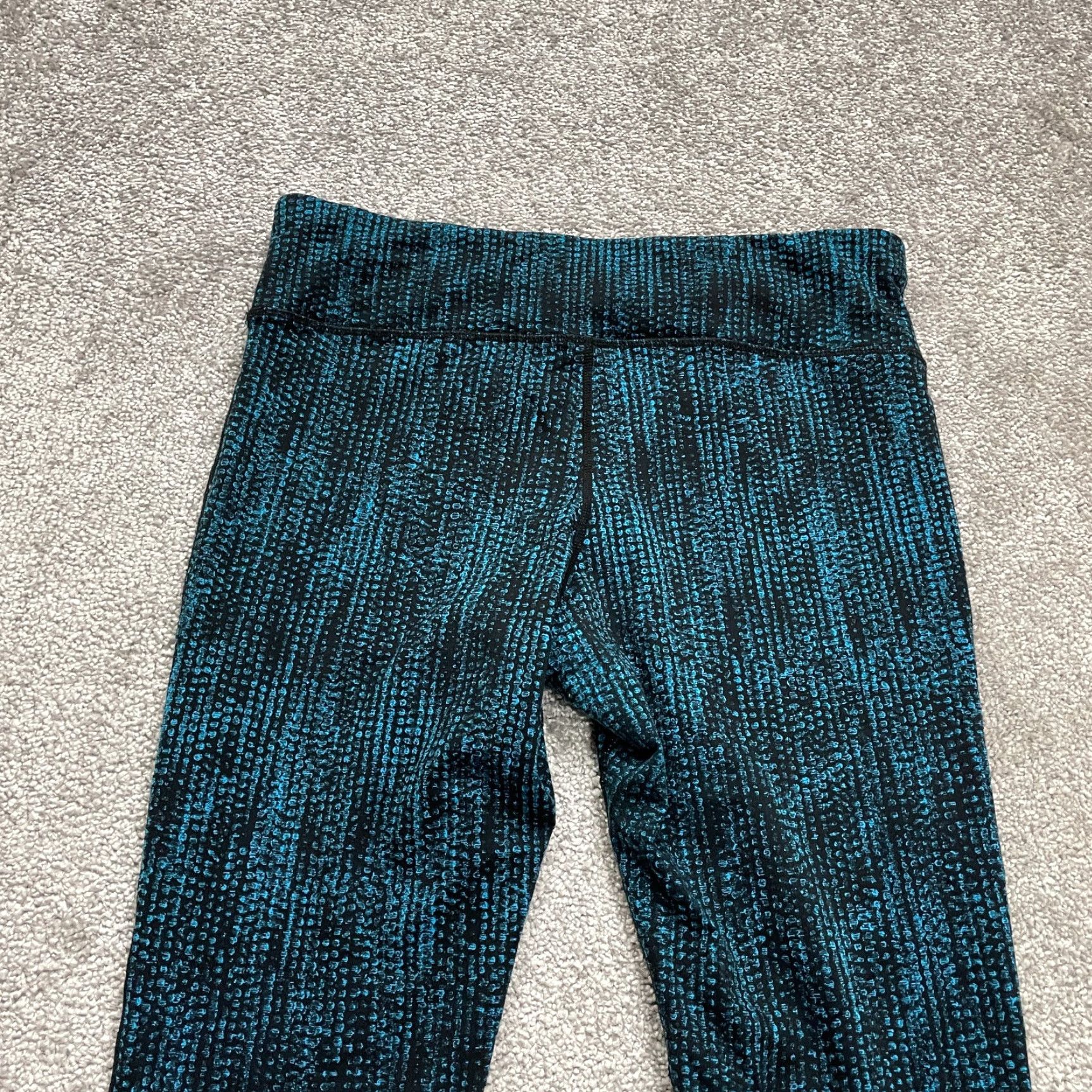 Vintage KIRKLAND Compression Leggings Women Medium Blue Black Athletic Mid Rise 30x26.5 Size 32" / US 10 / IT 46 - 3 Thumbnail