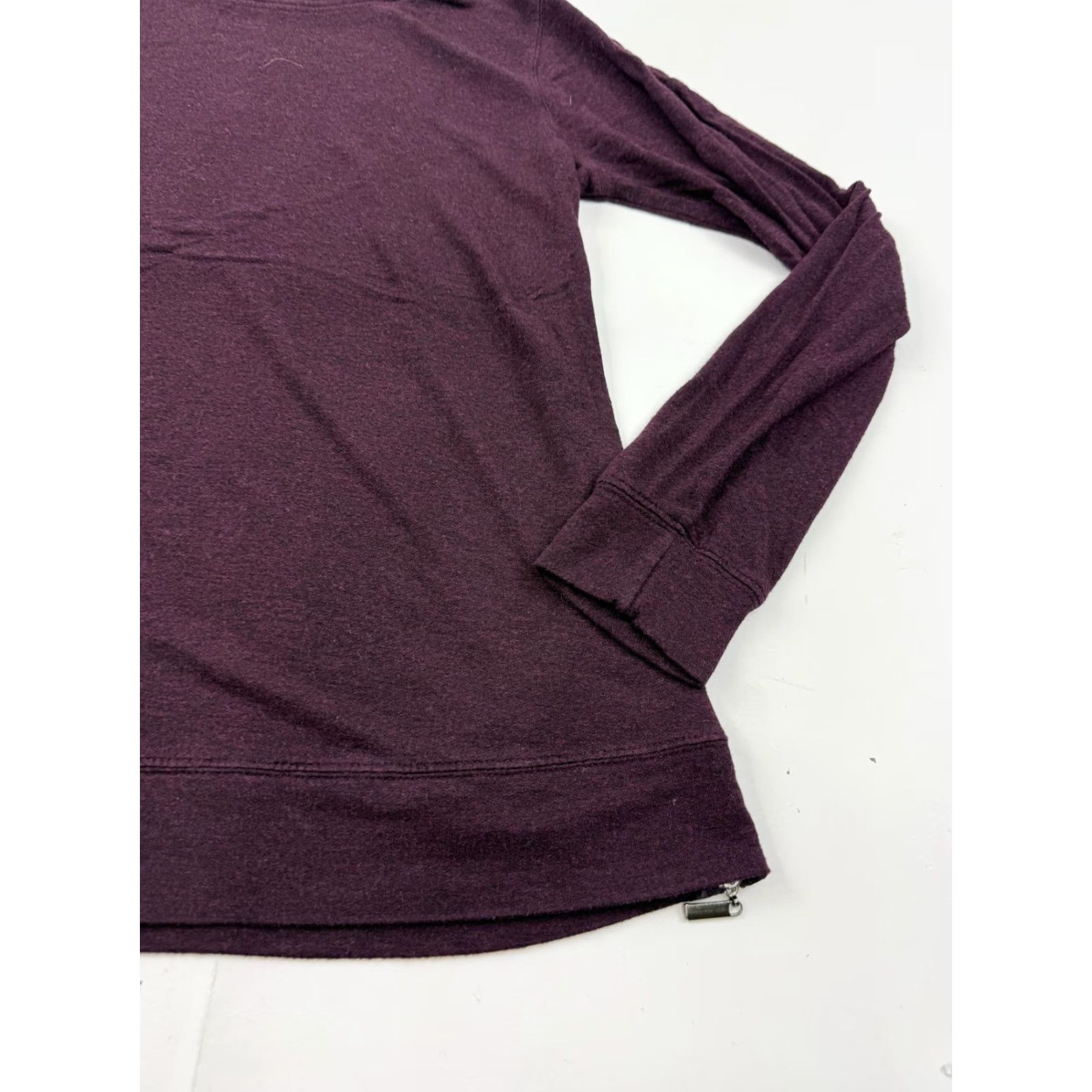 Vintage Matty M Shirt Womens Small Purple Long Sleeve Tunic Top with Side Zip Knit Stretch Crew Neck Casual Size S / US 4 / IT 40 - 2 Thumbnail