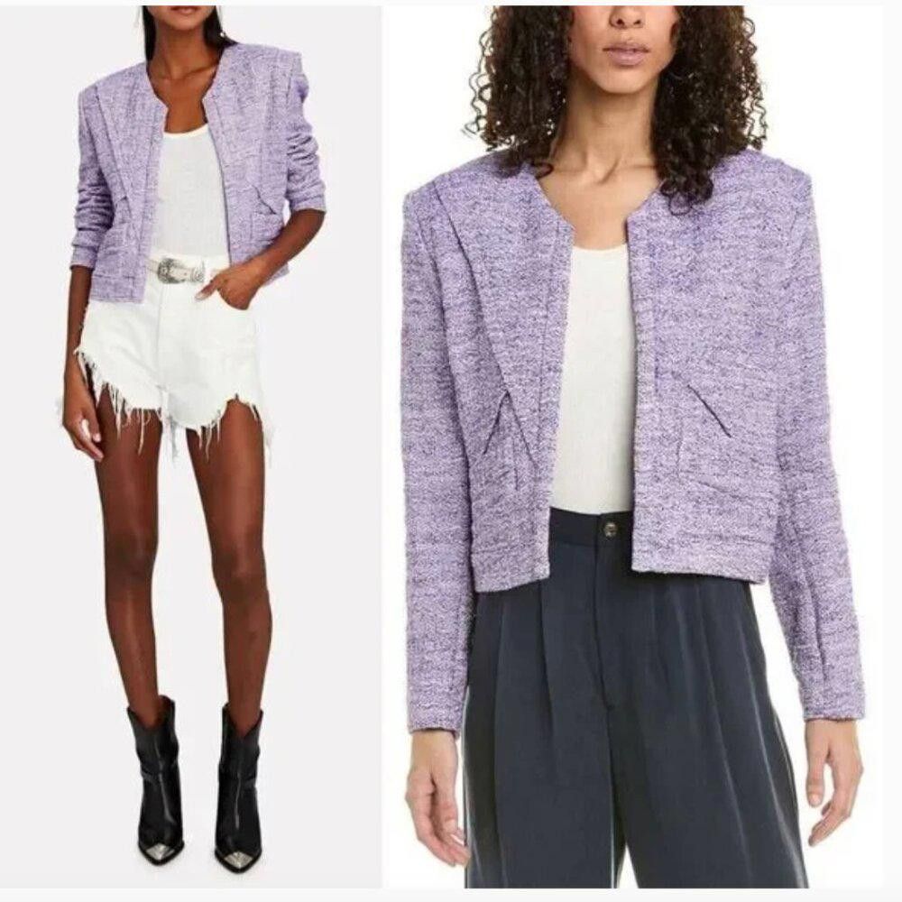 Iro IRO Paris Nolun Tweed Jacket Purple/Silver Size S/36 NWT Size S / US 4 / IT 40 - 4 Thumbnail