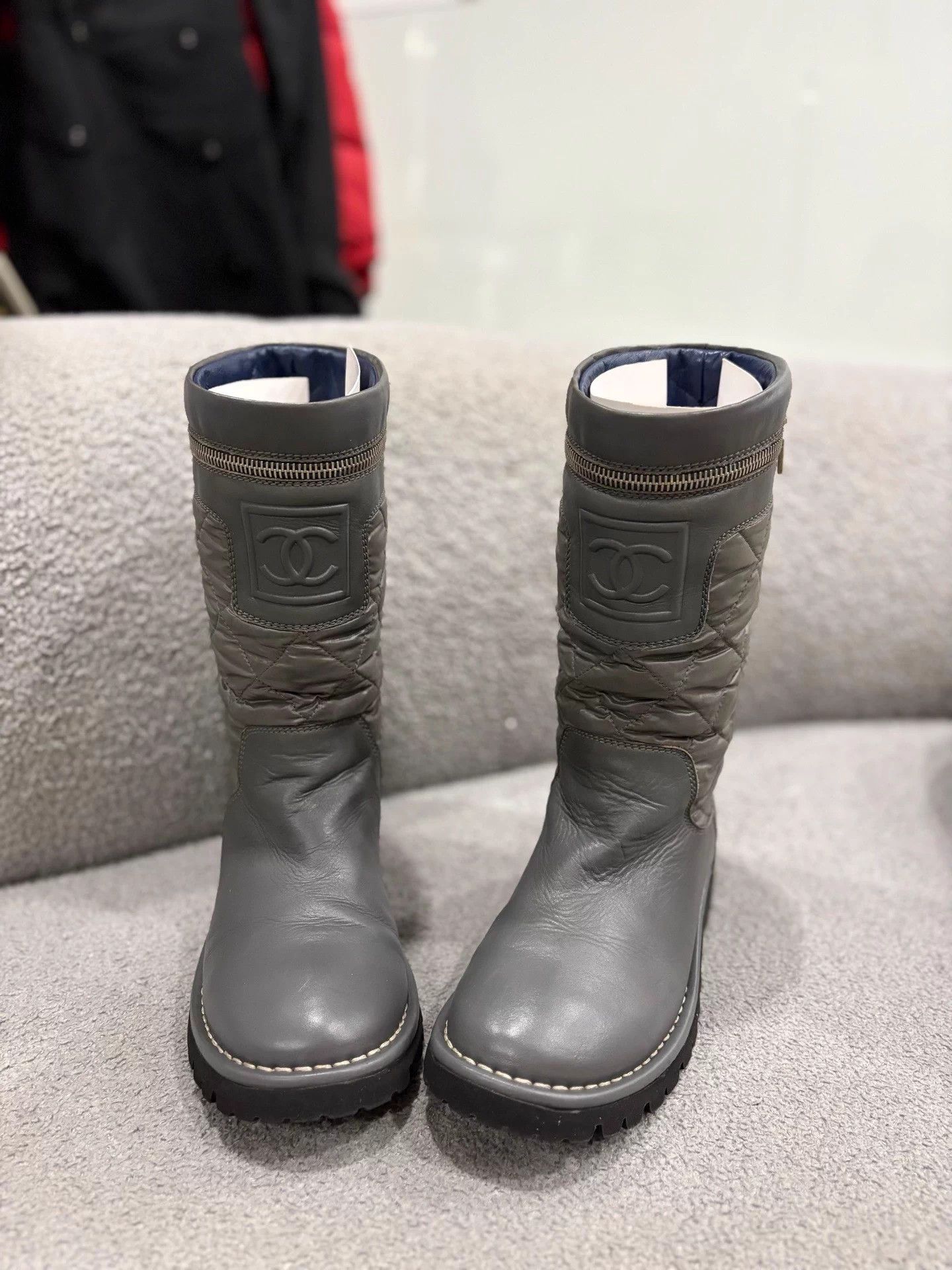 Chanel Chanel gray down boots 99 new EU 36.5 Size US 5.5 / IT 35.5 - 1 Thumbnail