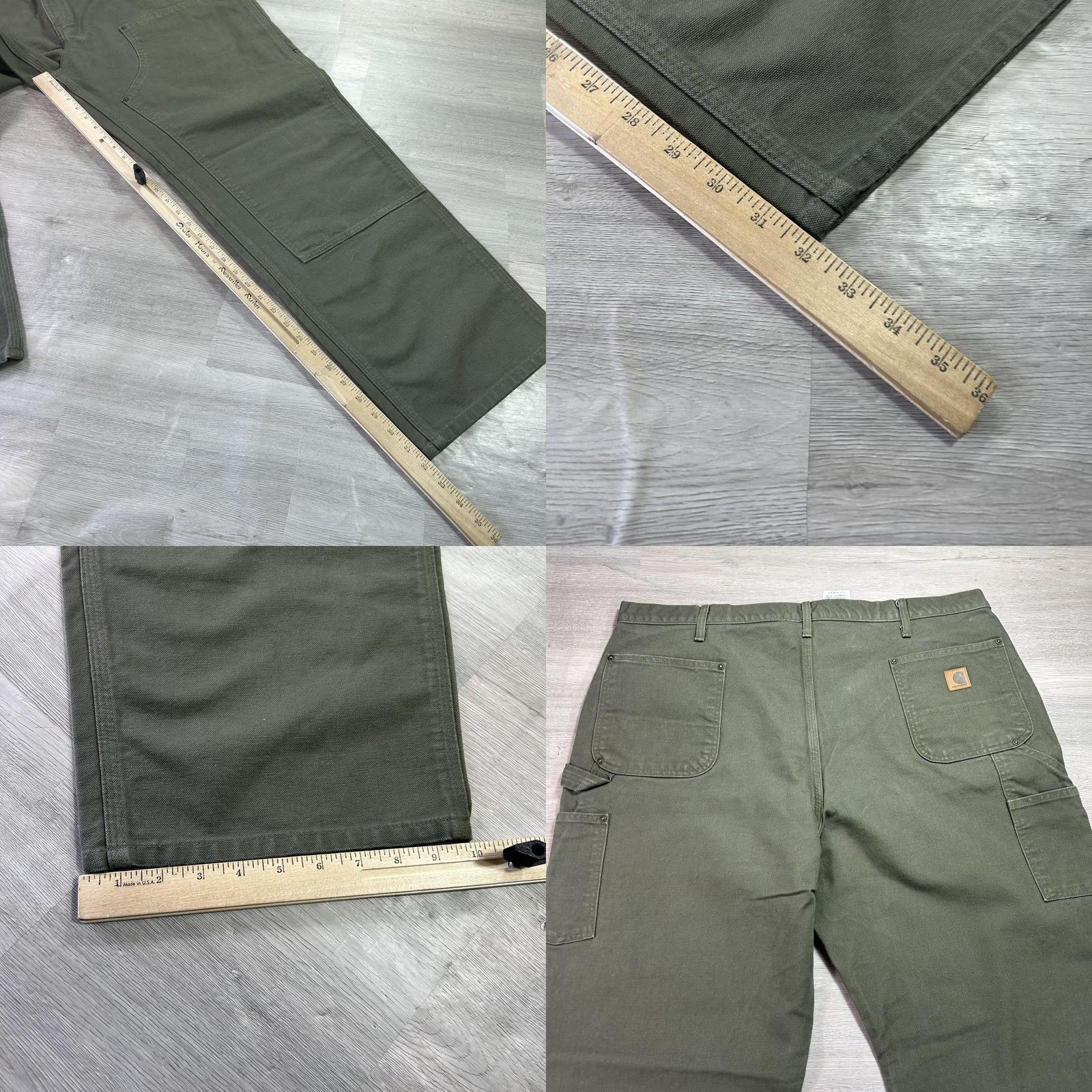 Carhartt VINTAGE Carhartt Original Dungaree Fit Carpenter Pants Mens 44x32 Green Canvas Straight Leg Casual Workwear MOS B136 Size US 44 / EU 60 - 8 Thumbnail