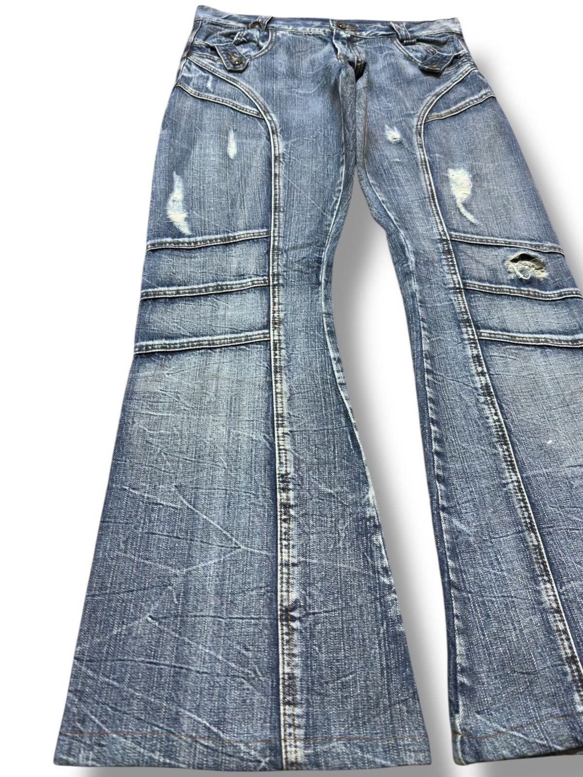 semanticdesign Vintage Semantic Design Flare Grunge Bondage Denim Size US 33 - 3 Thumbnail