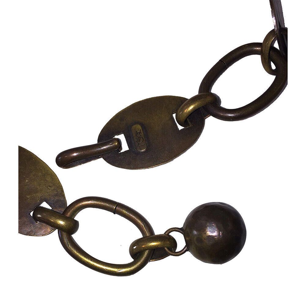 Yves Saint Laurent YSL Long Hammered Brass Mariner Link Necklace Size ONE SIZE - 5 Thumbnail