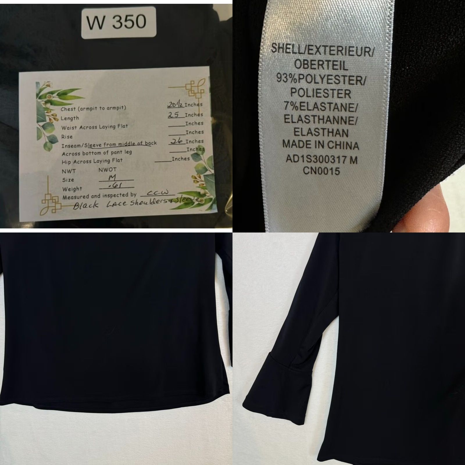 Adrianna Papell Adrianna Papell Blouse Women M Black Lace Sheer Long Sleeve Top W 350 Shirt Size M / US 6-8 / IT 42-44 - 8 Thumbnail