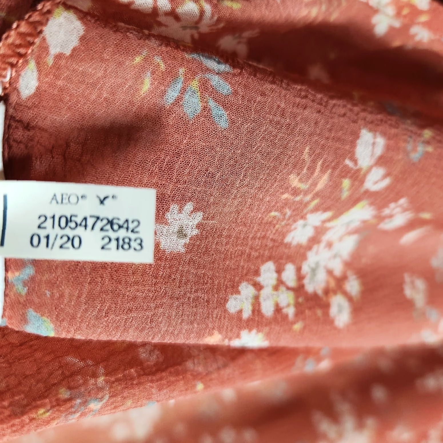 American Eagle Outfitters American Eagle Womens Ditsy Floral Kimono Duster-Size O/S Blouse Orange Short Sleeve Dolman Sleeve Polyester Lightweight Size ONE SIZE - 4 Thumbnail
