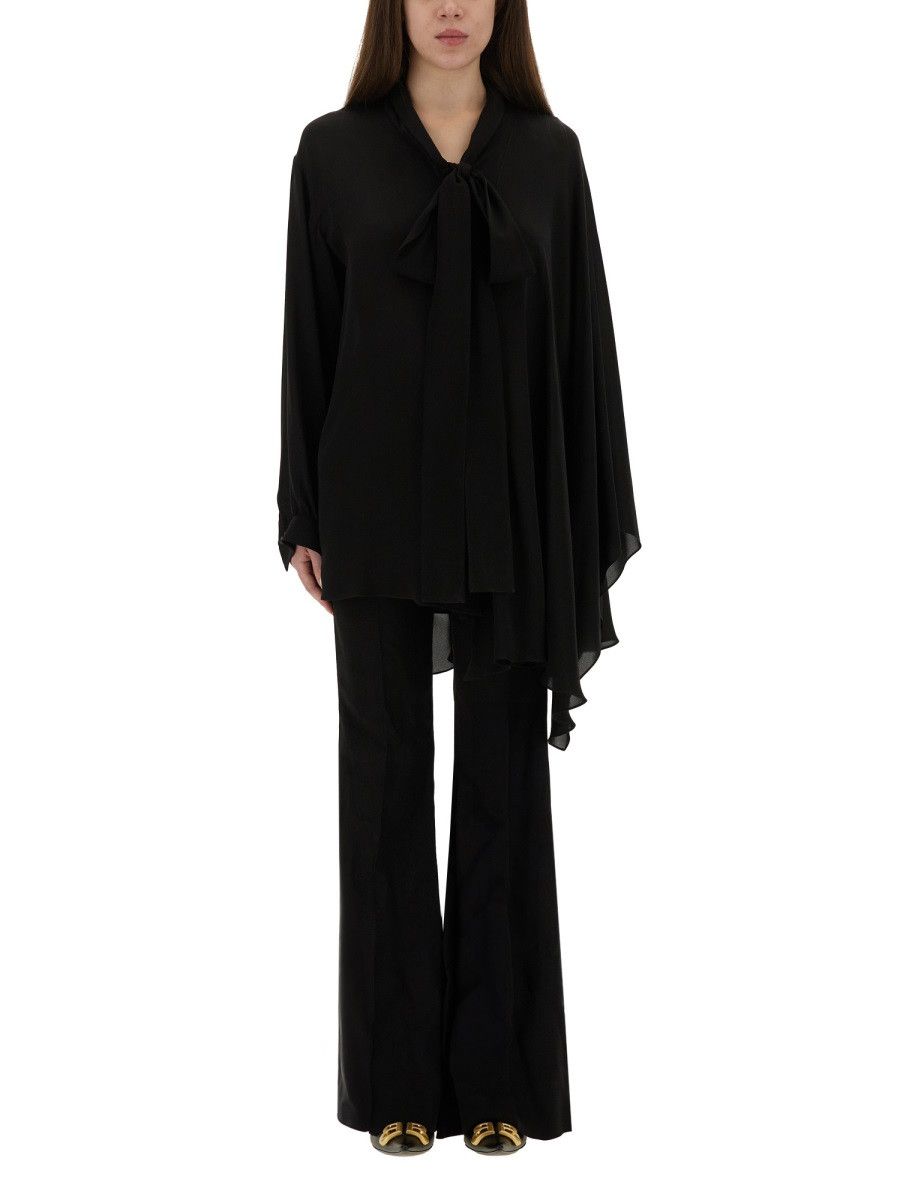 Balenciaga BALENCIAGA BLOUSE WITH SCARF - BLACK (FR 36) Size XS / US 0-2 / IT 36-38 - 1 Thumbnail