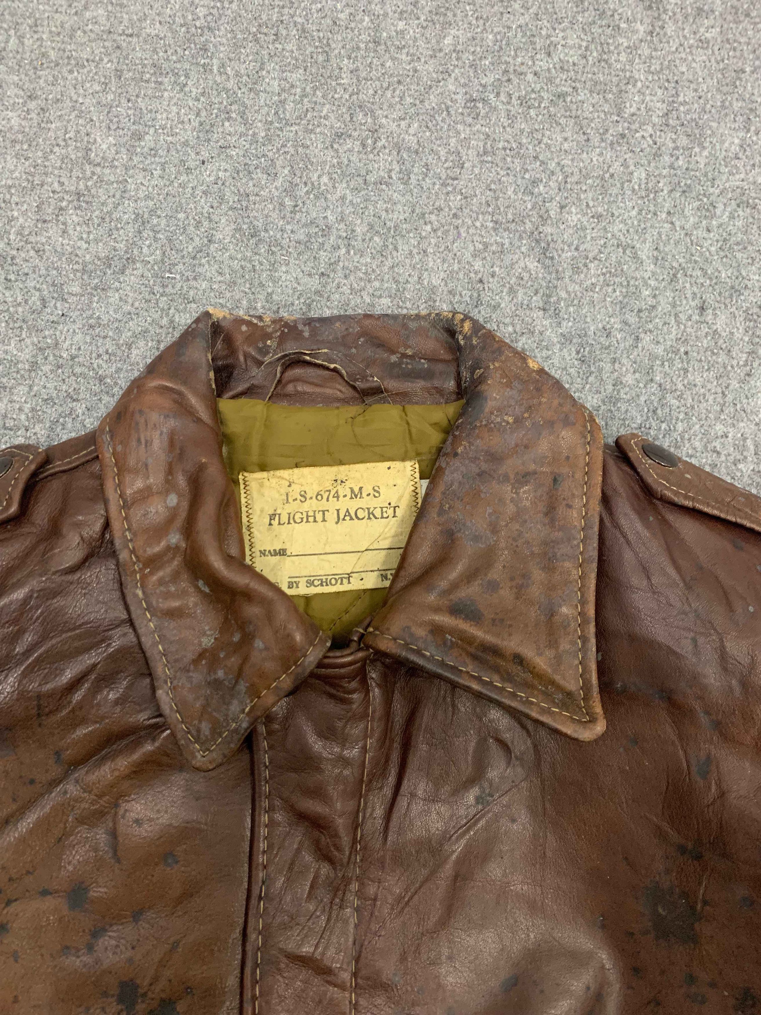 Schott Vintage 50s Schott Made In Usa Flight Leather Bomber Jacket Size US S / EU 44-46 / 1 - 3 Thumbnail