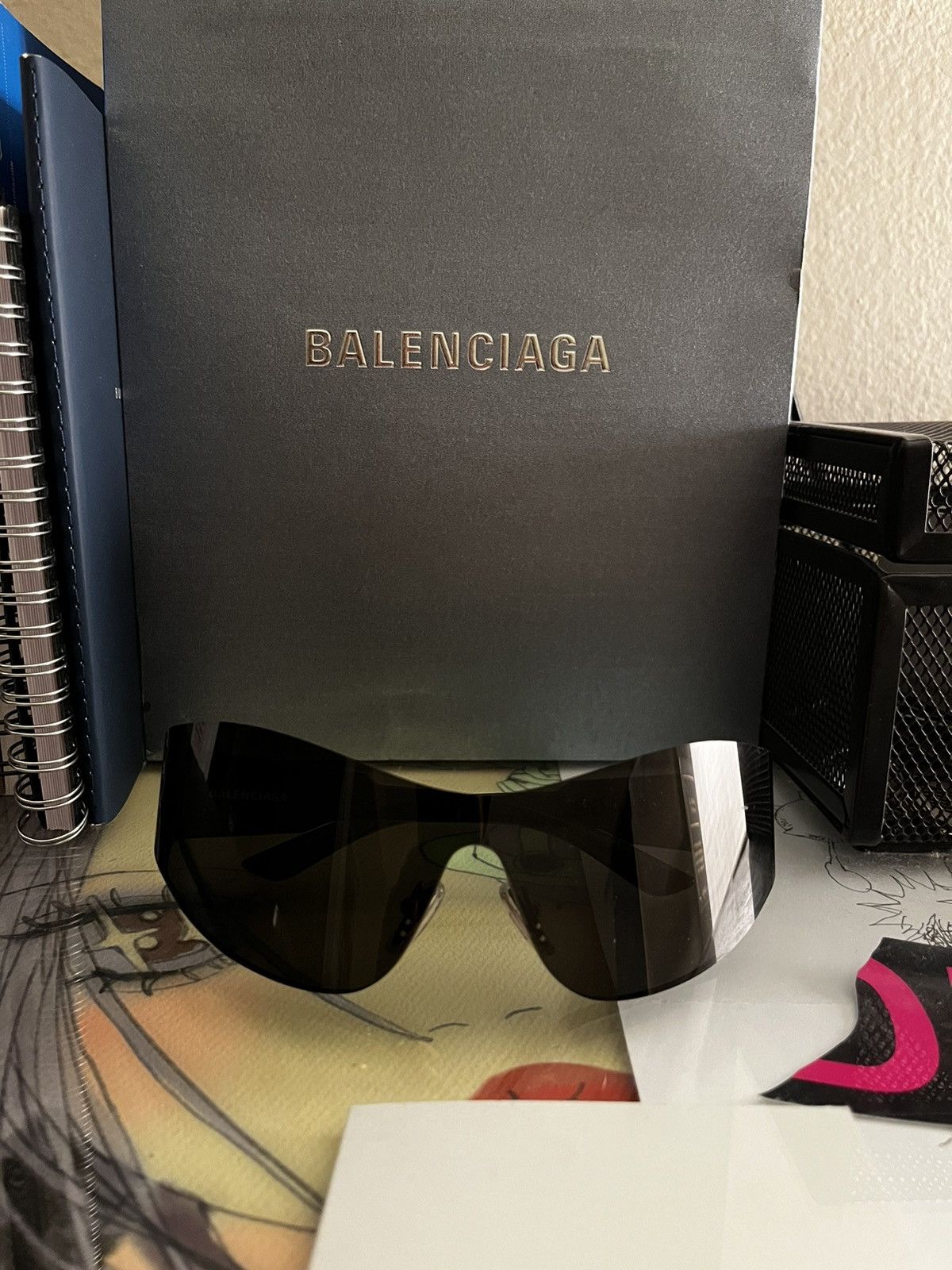 image of Balenciaga Frameless Acetate Sunglasses in Black, Women's