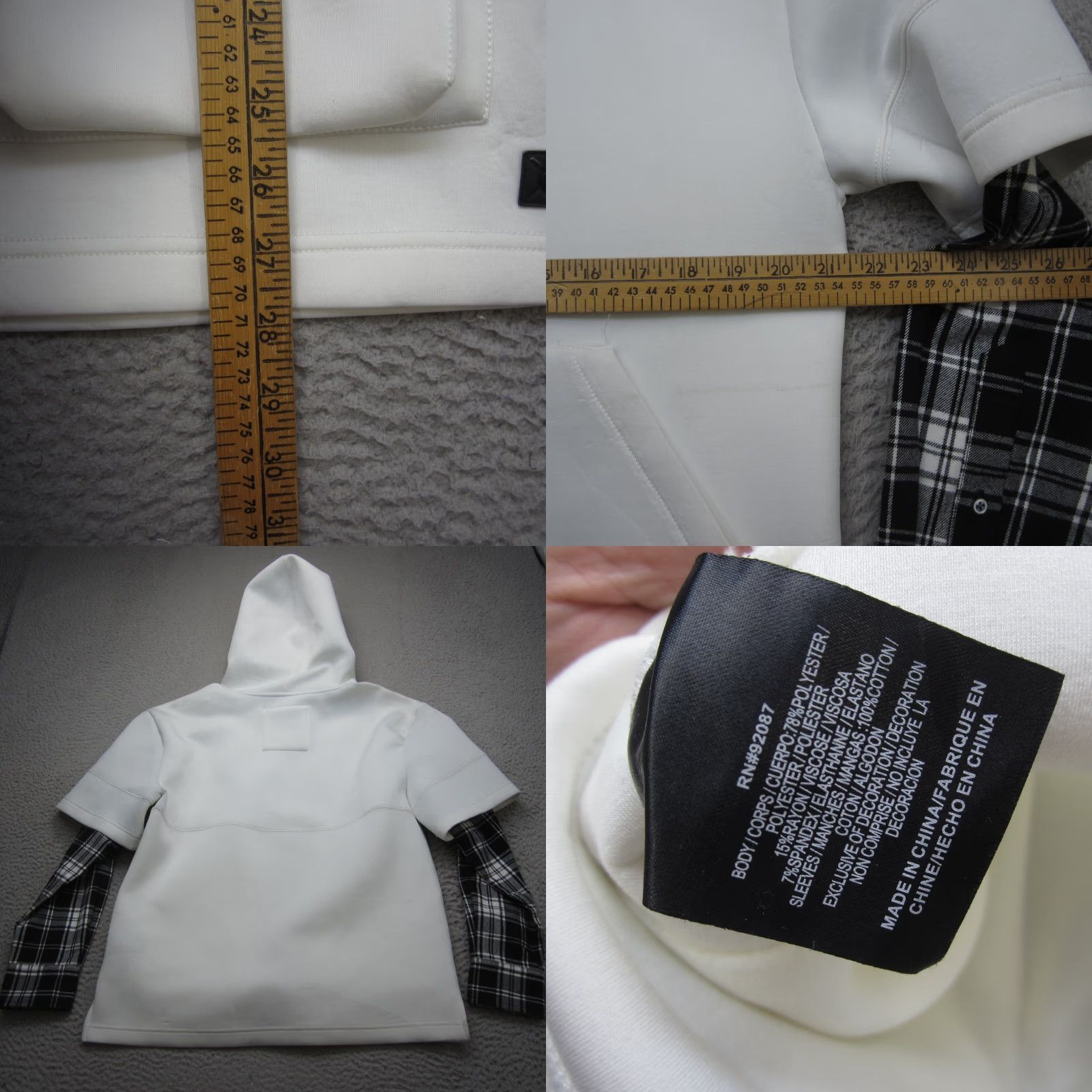 Madison VINTAGE Madison Supply Sweater Mens Small White Double Layer Flannel Sleeve Hoodie Size US S / EU 44-46 / 1 - 8 Thumbnail