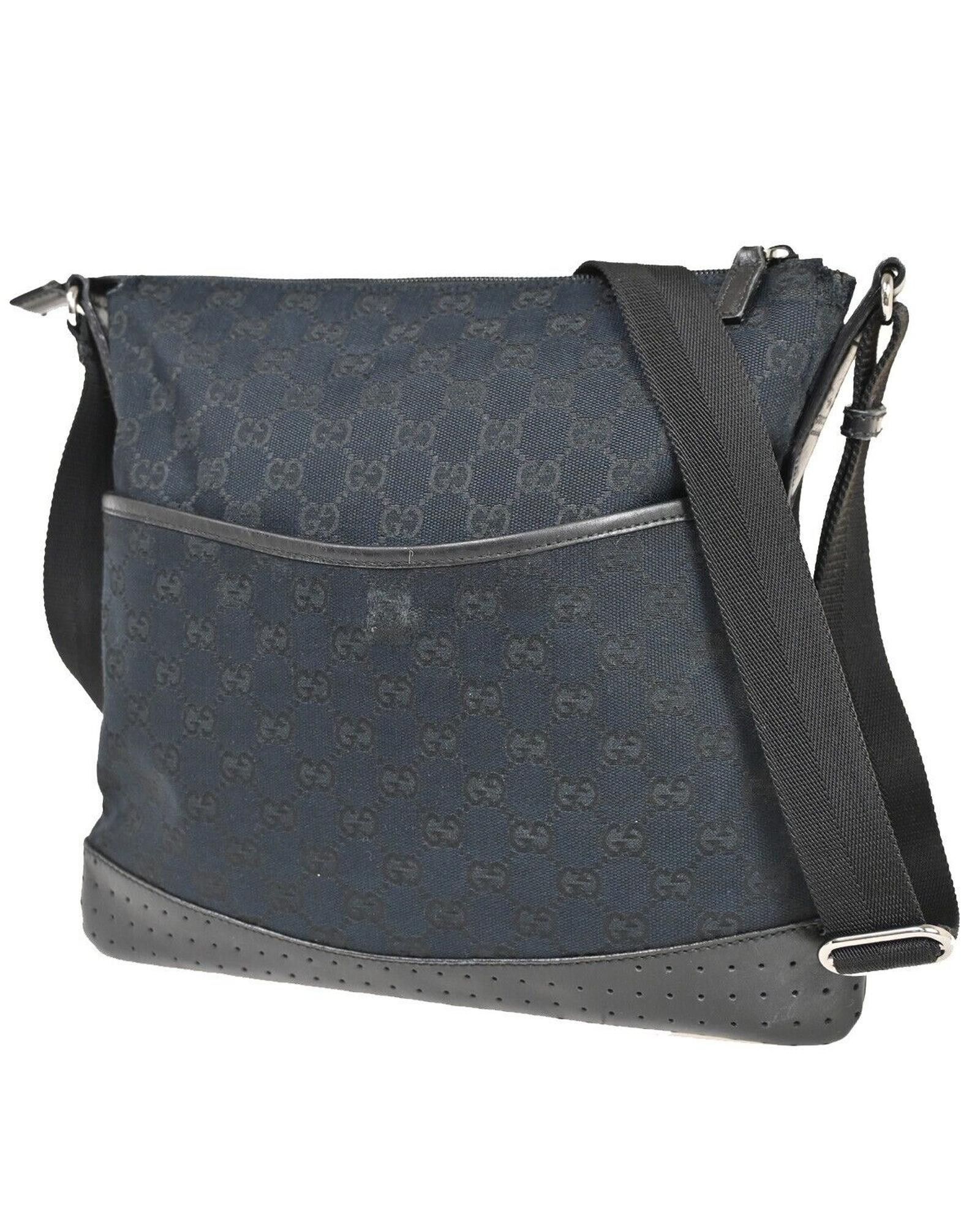 image of Gucci Navy Canvas Shoulder Bag, Women's