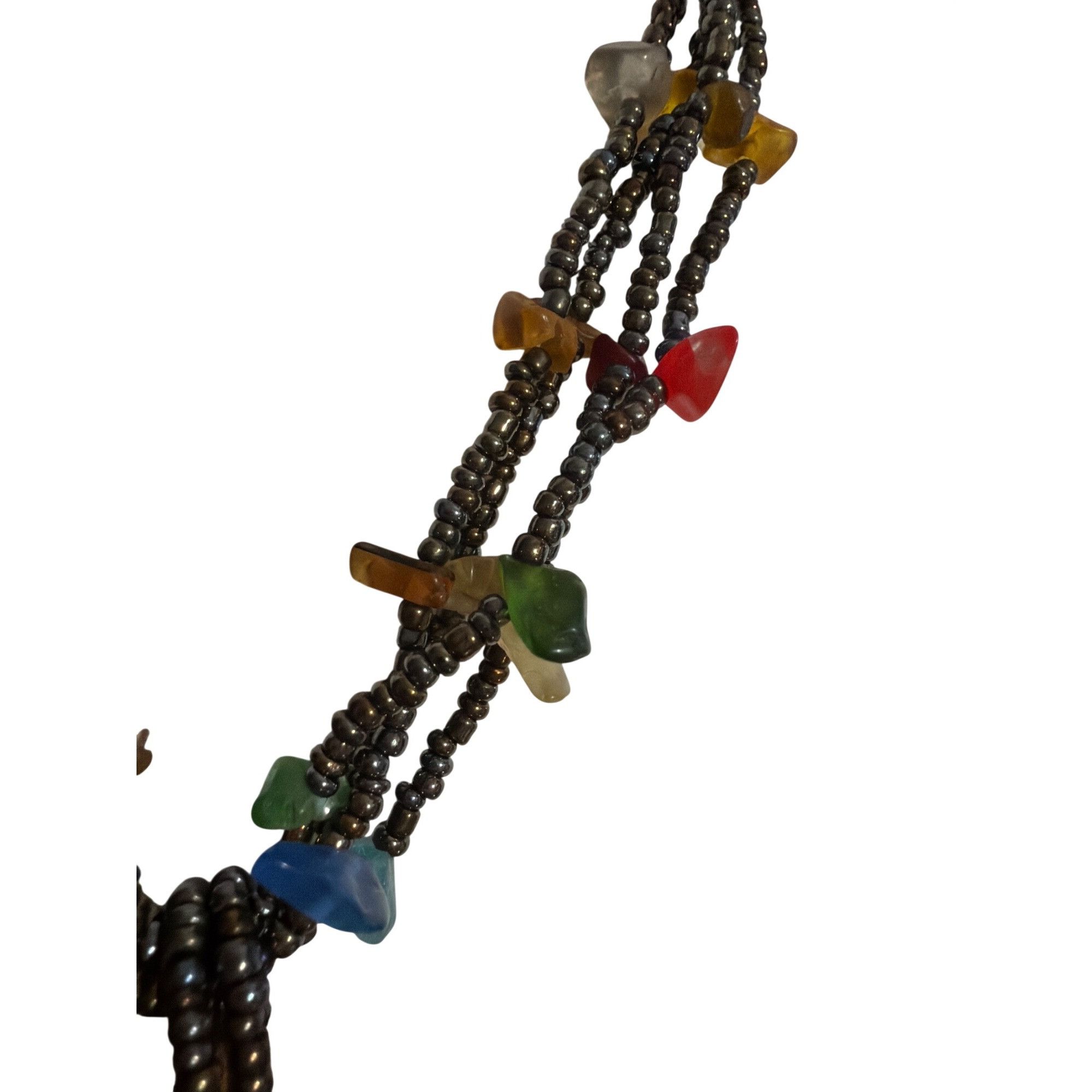 Other Multicolor Beaded Necklace Glass Stone Dichroic Round Pendan Size ONE SIZE - 3 Thumbnail
