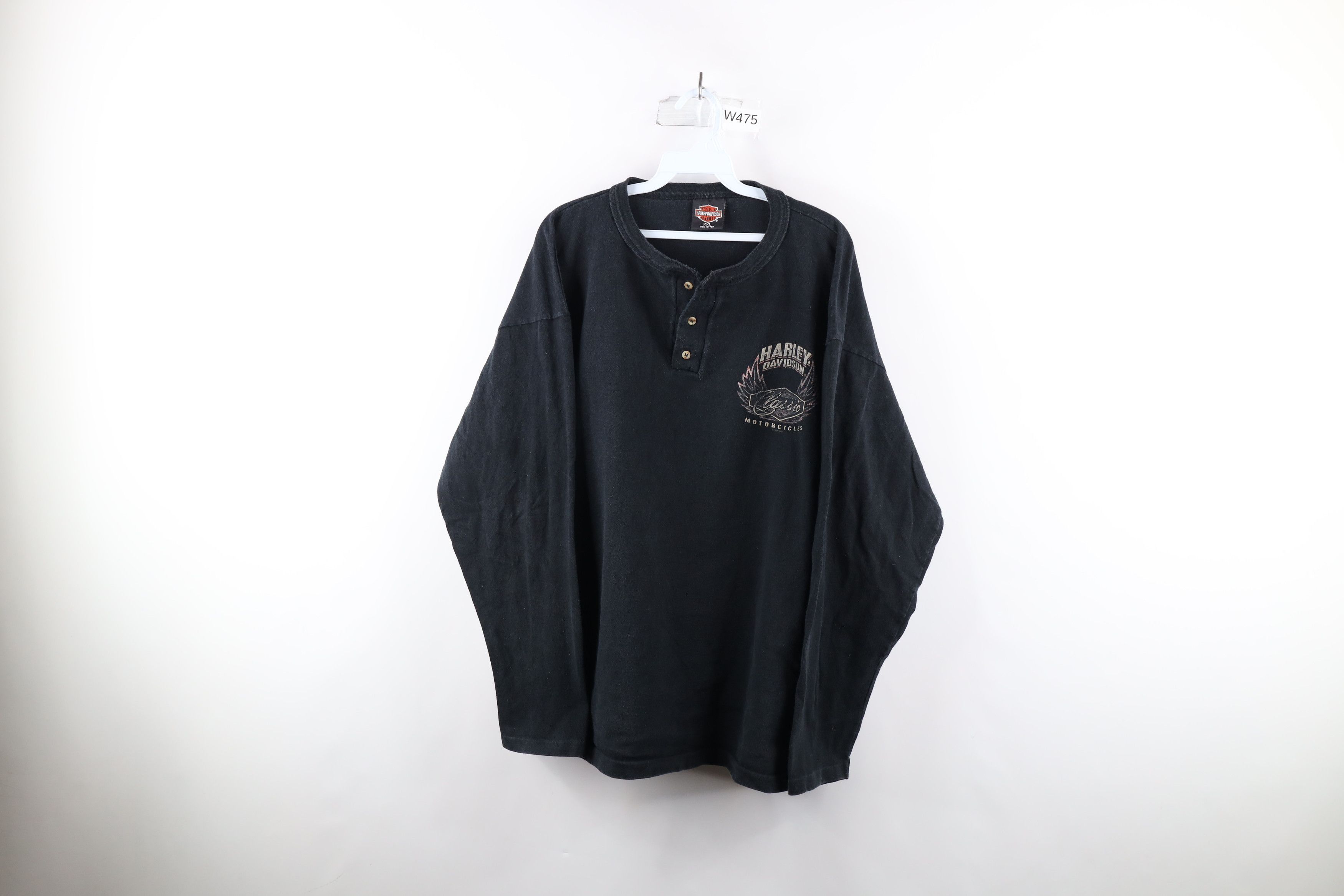 トップス HARLEY DAVIDSON / 90's USA long sleeves Vintage 90s Harley Davidson Long Sleeve Henley T-Shirt USA
