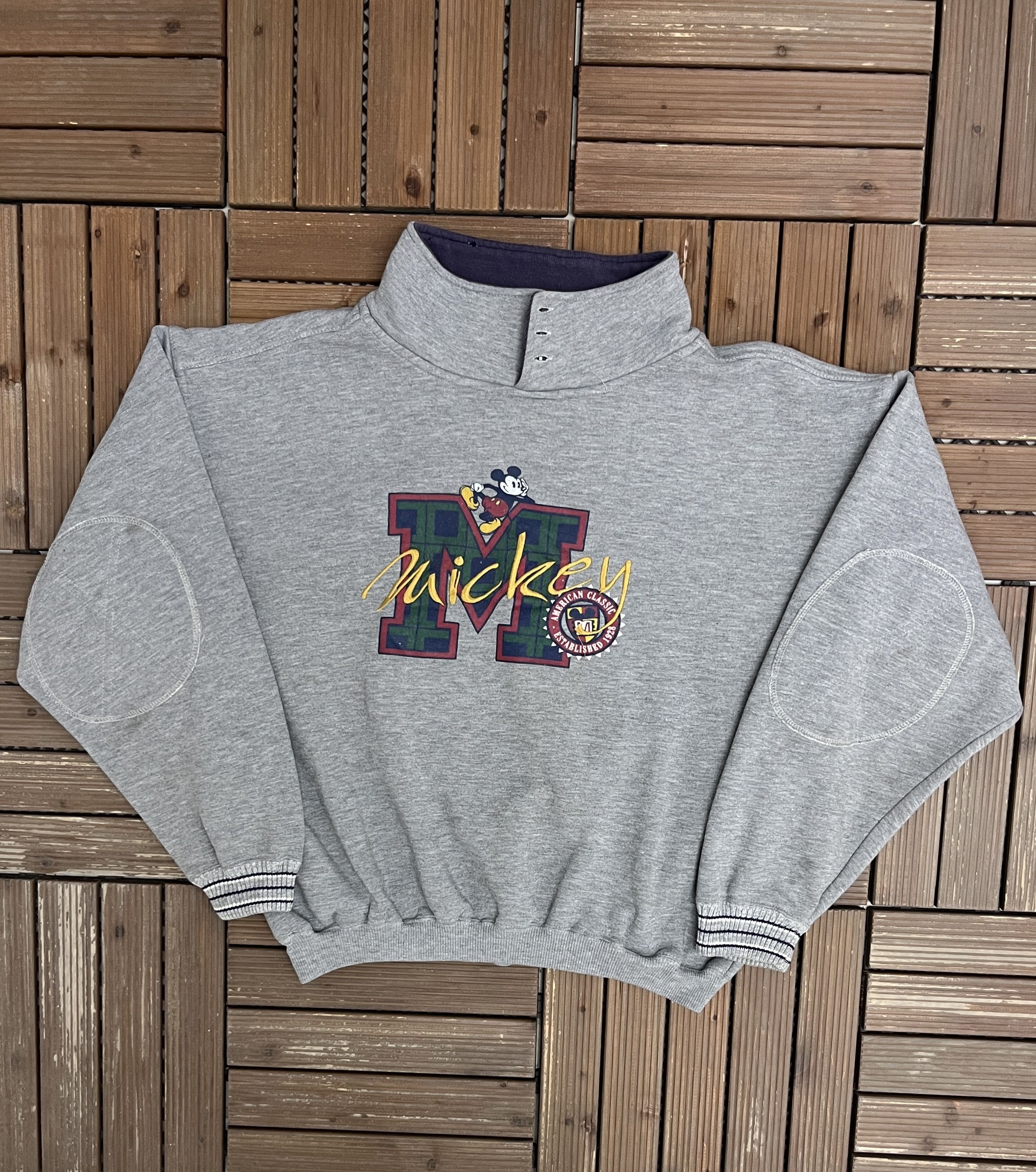 Vintage Mickey Mouse American Classic Vintage Grey Sweater Crewneck Size US L / EU 52-54 / 3 - 1 Thumbnail