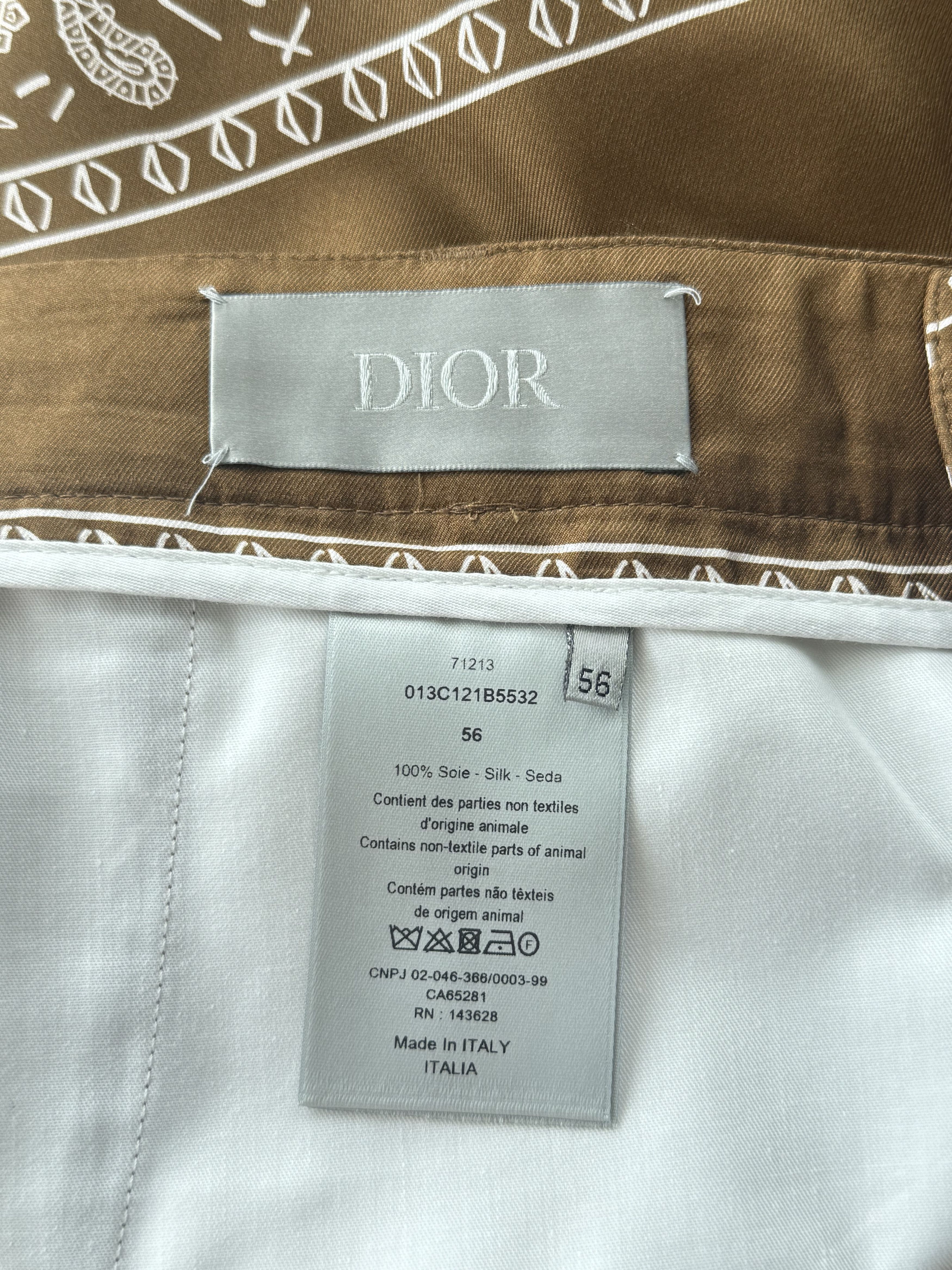 Dior Cactus Jack Brown & White Diamond Bandana Print Silk Shorts Size US 40 / EU 56 - 3 Thumbnail