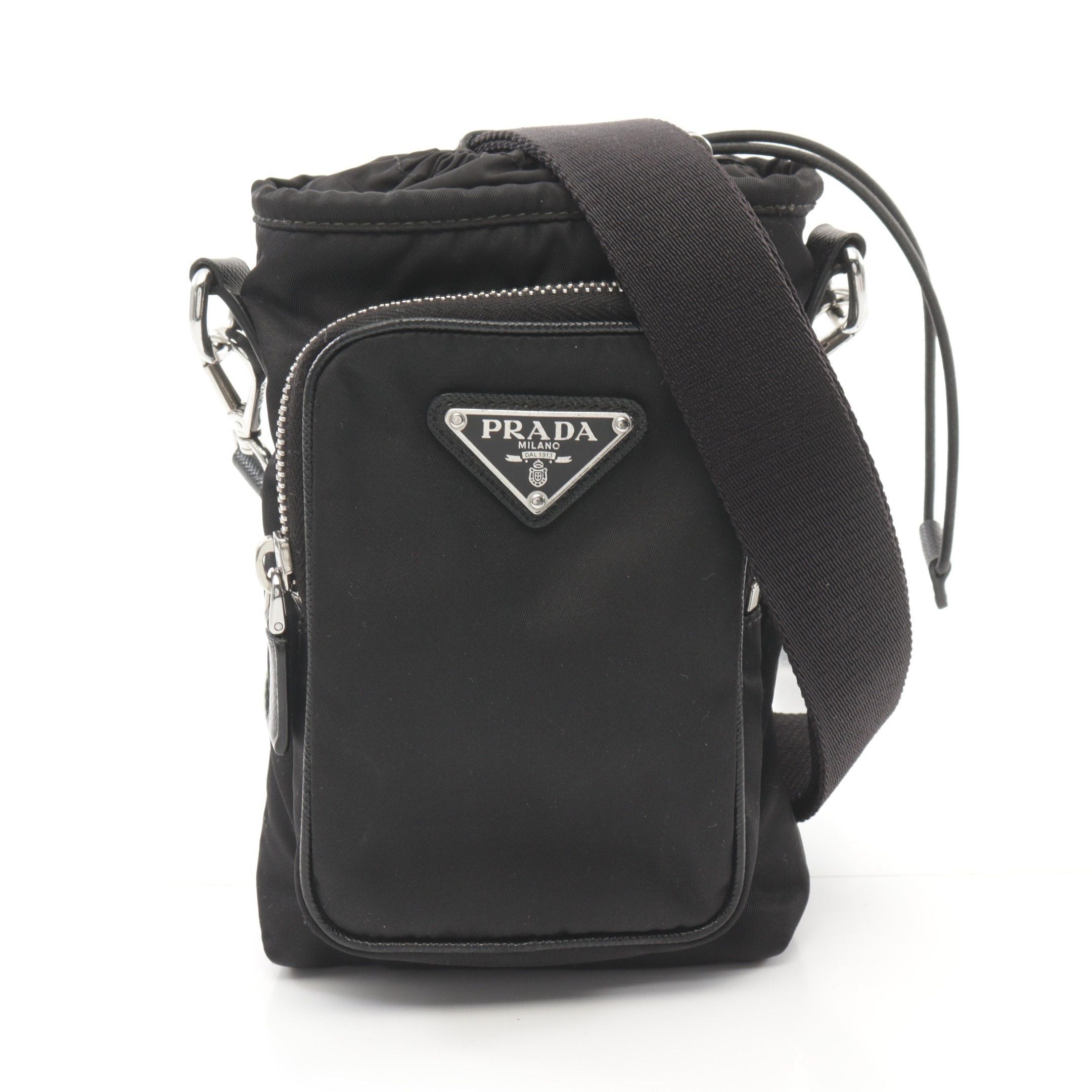 Prada Prada Re-Nylon Smartphone Case Shoulder Bag Nylon Saffiano Leather Black Size ONE SIZE - 1 Thumbnail