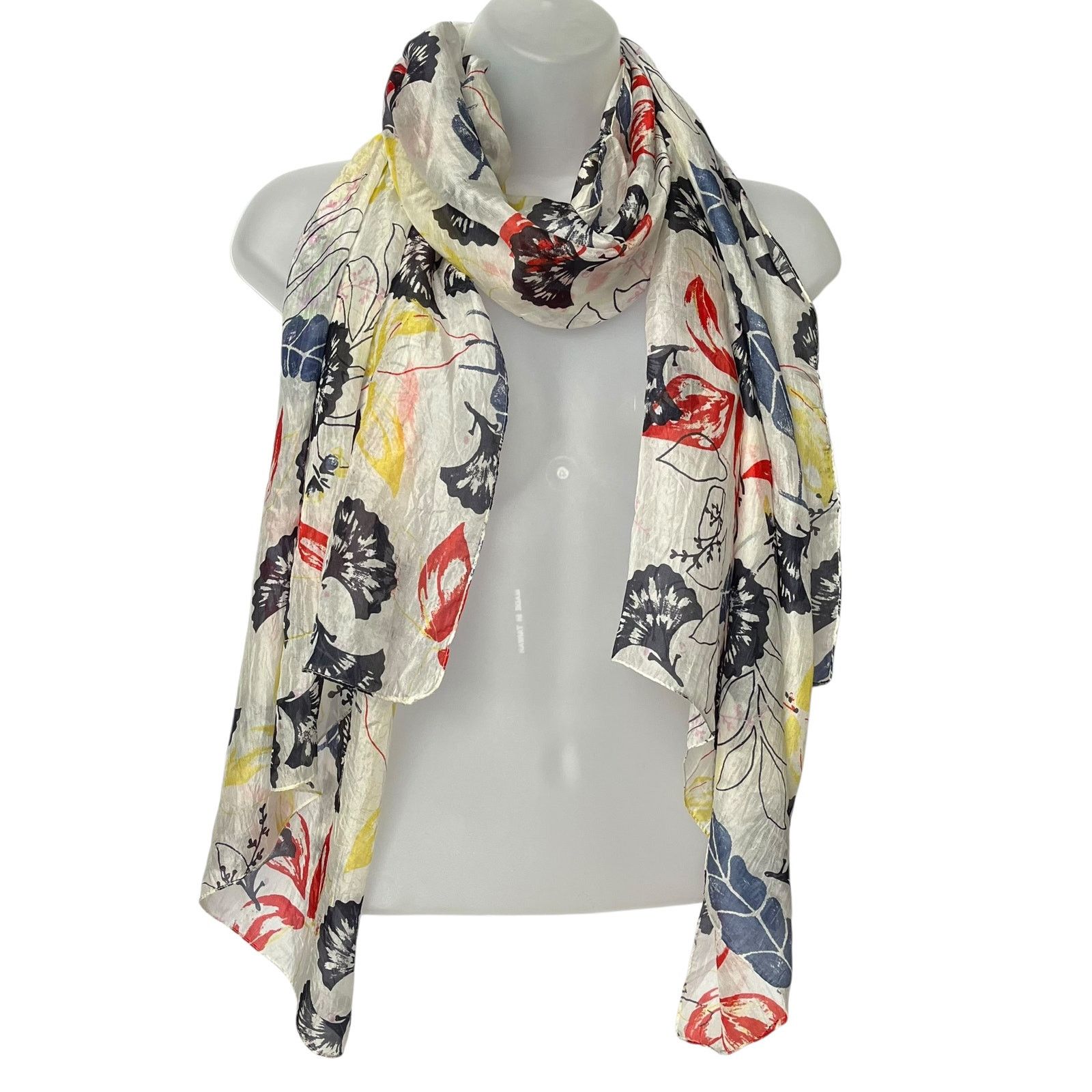 Galeries Lafayette Galeries Lafayette Colorful Leaf-Print Silk Rectangle Scarf Size ONE SIZE - 1 Thumbnail