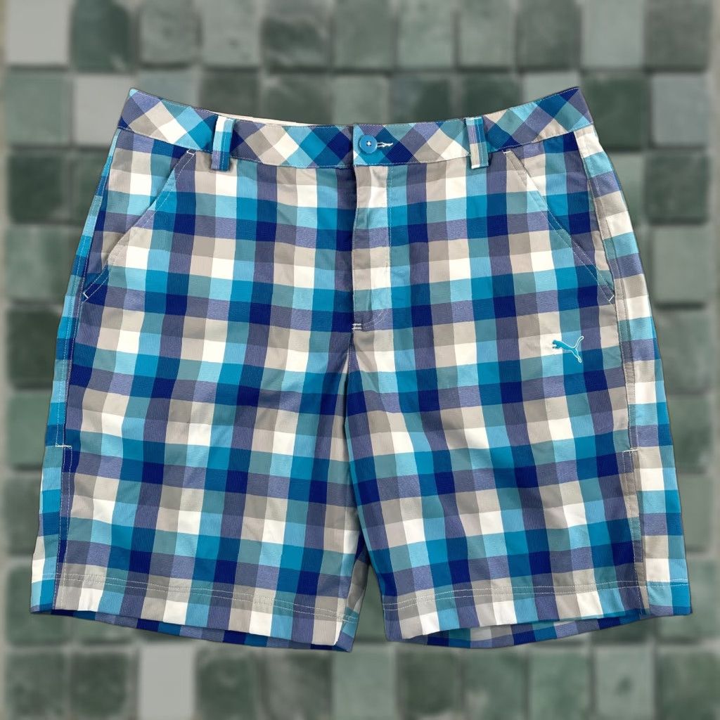 Puma Puma Golf Shorts Men 34 Blue Plaid Performance Flat Front NWOT Size US 34 / EU 50 - 1 Thumbnail