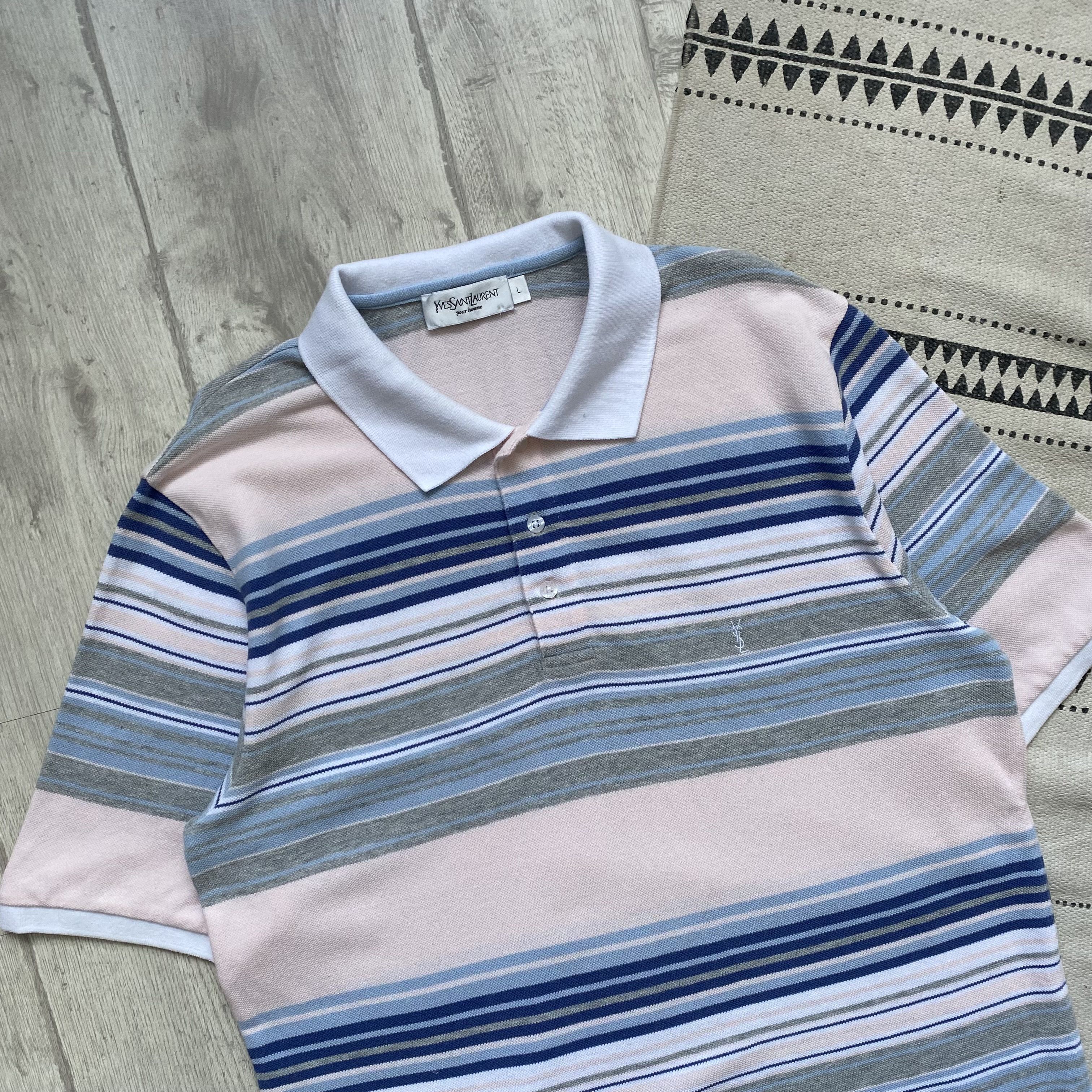 Yves Saint Laurent Vintage 90s Yves Saint Laurent Polo Stripped oldmoney tee Size US L / EU 52-54 / 3 - 2 Thumbnail