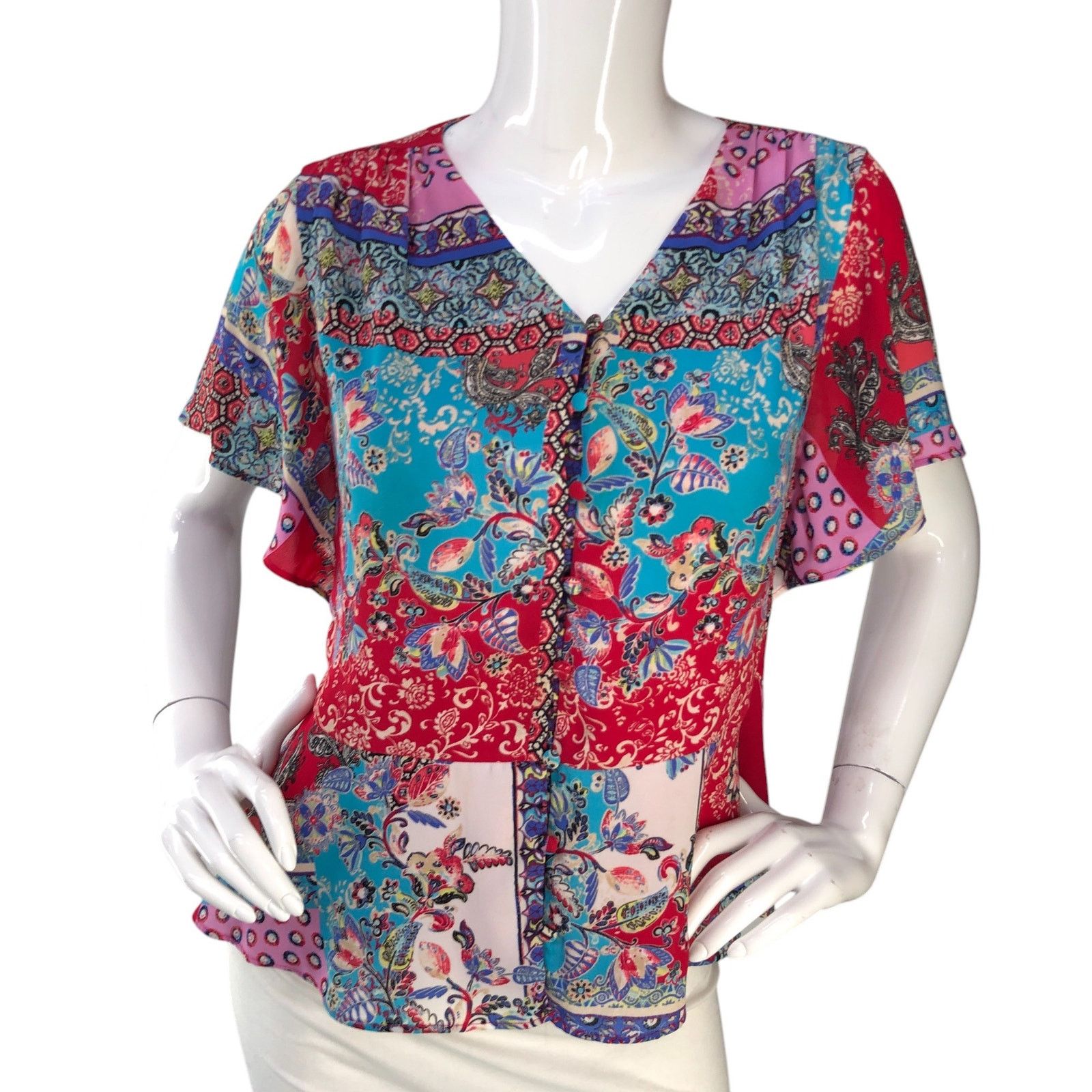 Chicos Chicos Size Petite 00P US 0/2P Top Peplum Flutter Sleeve Size XS / US 0-2 / IT 36-38 - 11 Thumbnail