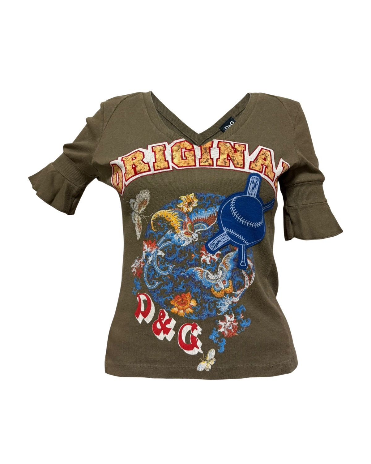 Dolce & Gabbana D&G “ORIGINAL INNERCITY Blues FOREVER” Ruffle Sleeve Top Size S / US 4 / IT 40 - 1 Thumbnail
