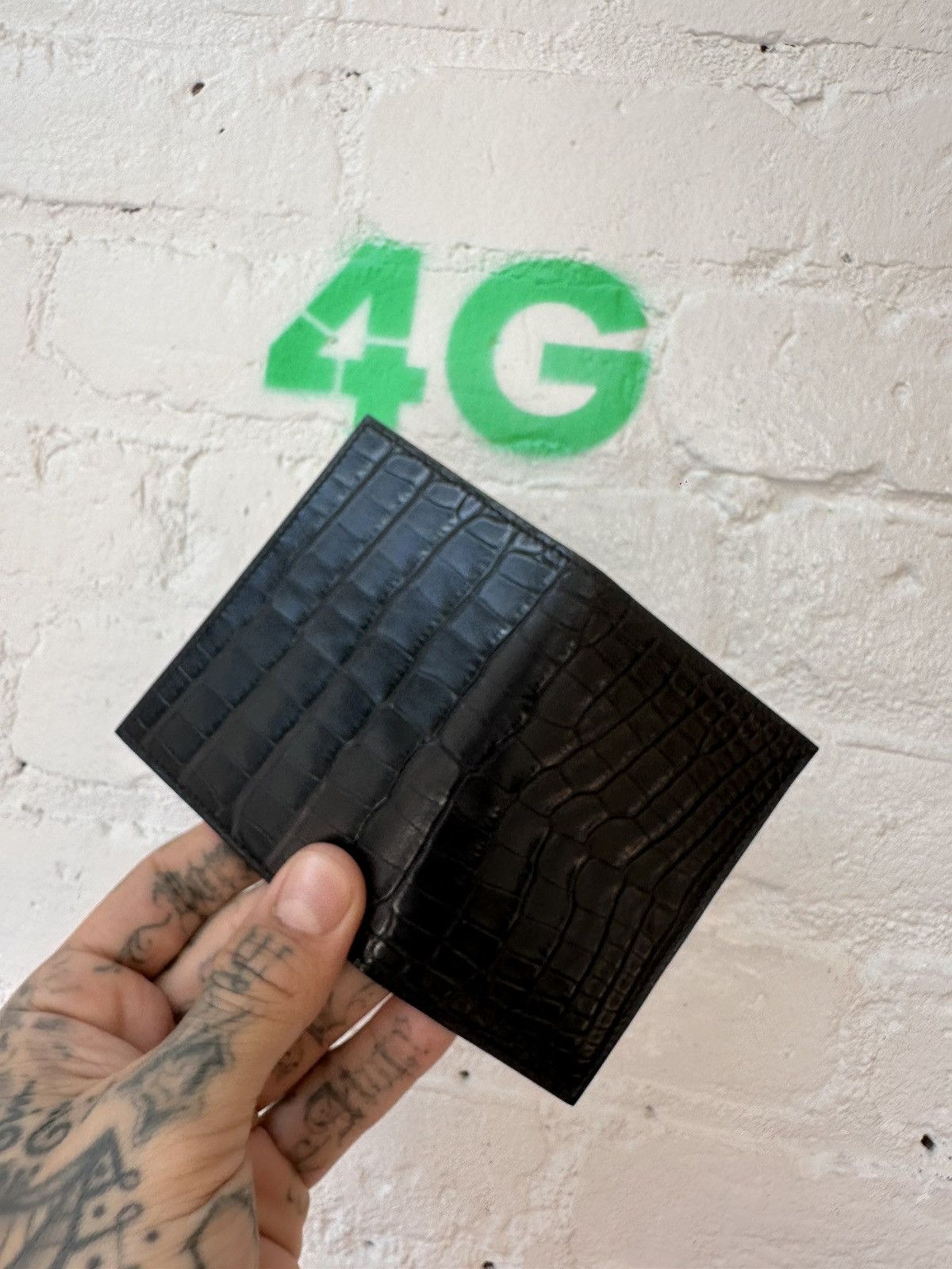 Pre-owned Hermes Crocodile Alligator Black Cardholder Wallet