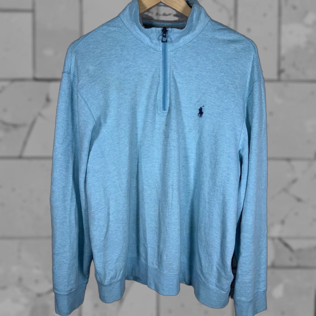 Polo Ralph Lauren Polo Ralph Lauren Blue Half Zip Pullover Mens Size L Sweater Size US L / EU 52-54 / 3 - 1 Thumbnail