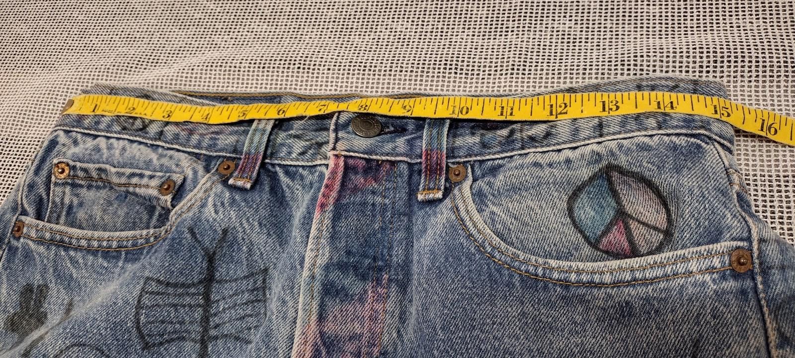Levi's Levis Denim 90s 501 0000 y2k RARE hand drawn rock bands 32 Size US 32 / EU 48 - 7 Thumbnail