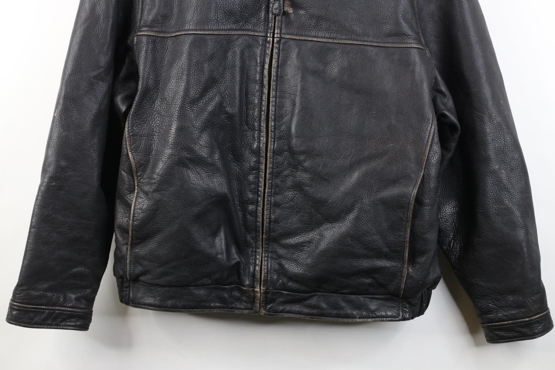 Vintage Vintage 90s Y2K Streetwear Leather Bomber Jacket Black Size US XL / EU 56 / 4 - 3 Thumbnail