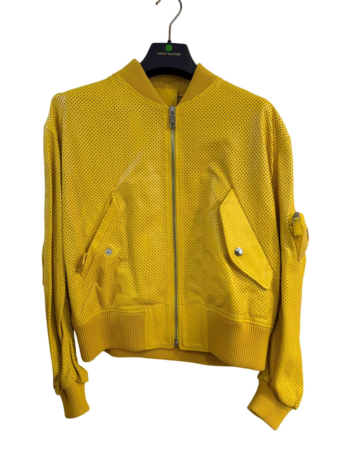 Prada Prada Perforated Yellow Leather Bomber Jacket 36 Size XS / US 0-2 / IT 36-38 - 1 Thumbnail