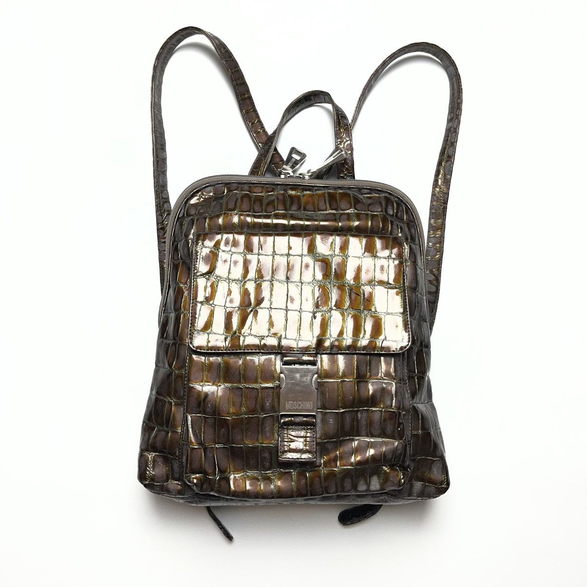 Moschino Rare Moschino Y2K Croc Embossed Mini Backpack Patent Leather Size ONE SIZE - 1 Thumbnail