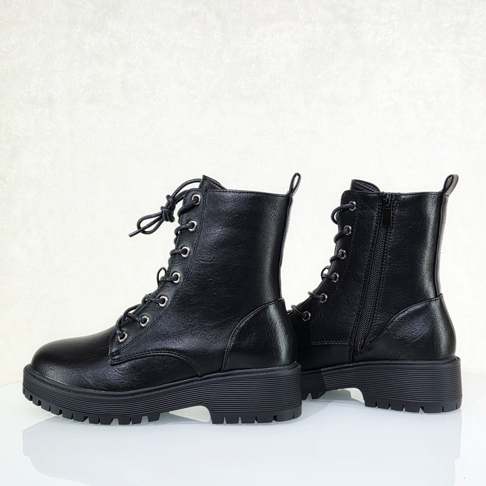 Other Rylee Roo Black Vegan Leather Platform Combat Ankle Boots (U Size US 7 / IT 37 - 1 Thumbnail