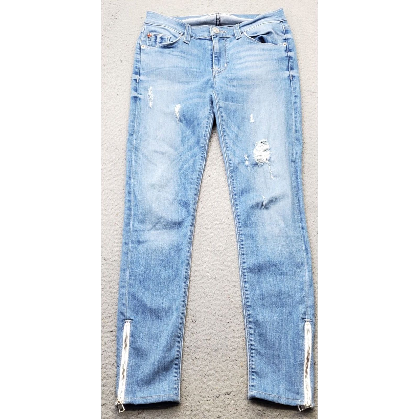 Hudson Hudson Jeans Womens 27 Blue Denim Distressed Comfort Krista Ankle Zip Skinny Leg Size 27" / US 4 / IT 40 - 2 Thumbnail