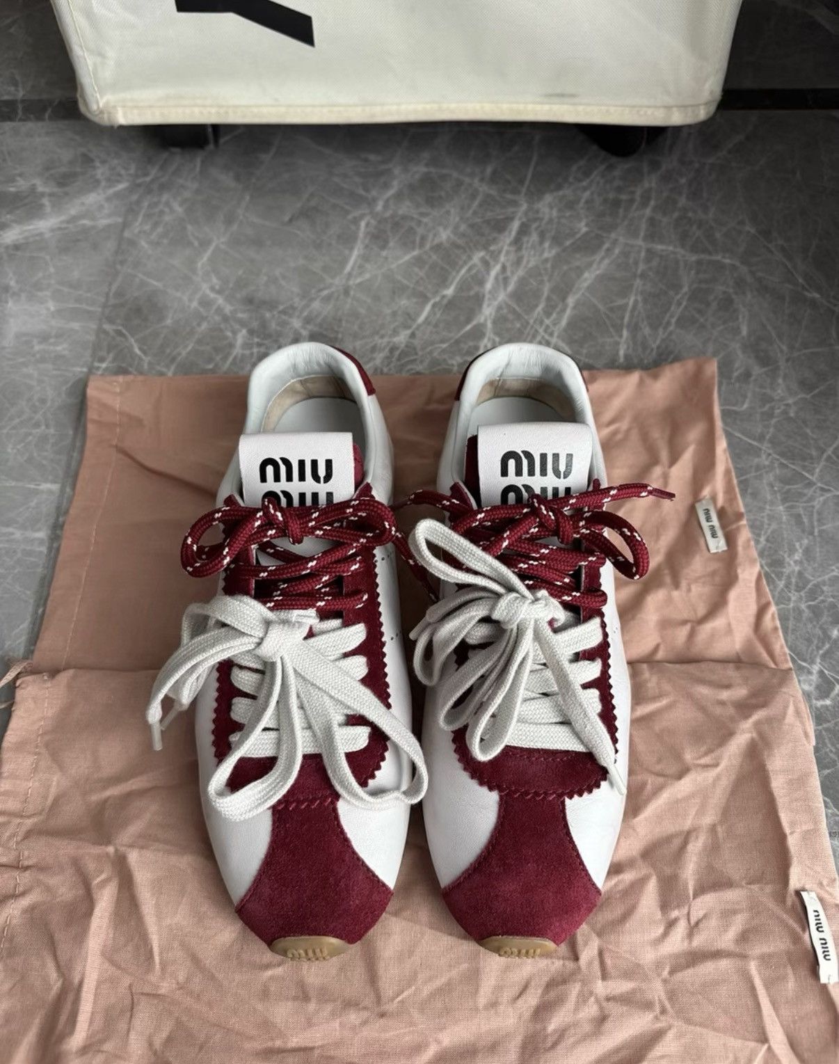 Miu Miu MiuMiu 25SS Red Suede Low-Top German Trainer K6 Size US 6.5 / IT 36.5 - 2 Thumbnail