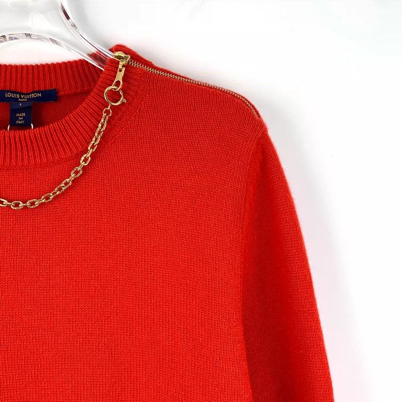 Louis Vuitton Louis Vuitton 22 Red Chain Cashmere Crew Neck Long Sleeve Size L / US 10 / IT 46 - 3 Thumbnail