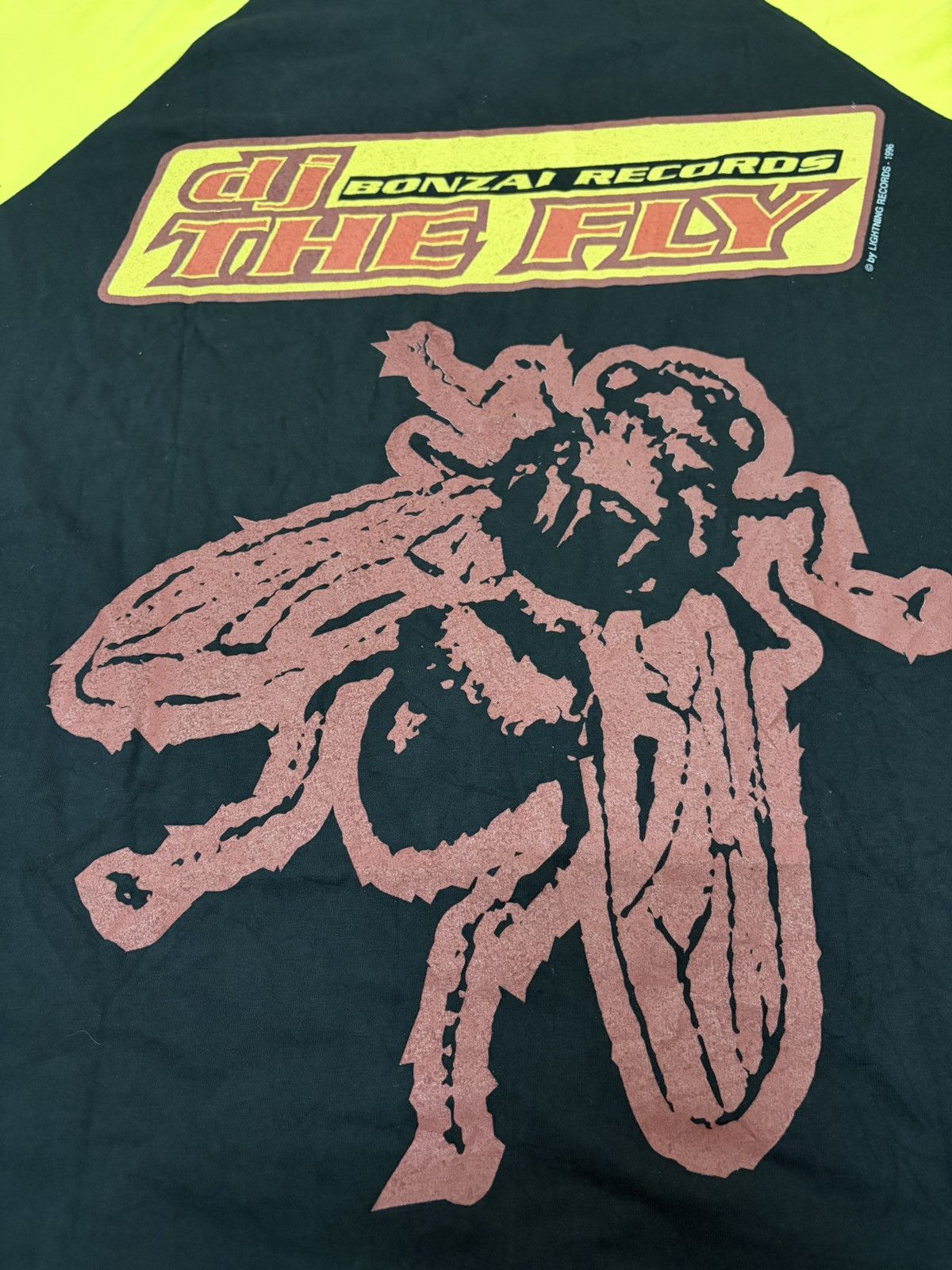 Band Tees 90s 1996 DJ FLY BONZAI LIGHTNING RECORDS HOUSE TRANCE TECHNO Size US XL / EU 56 / 4 - 11 Thumbnail