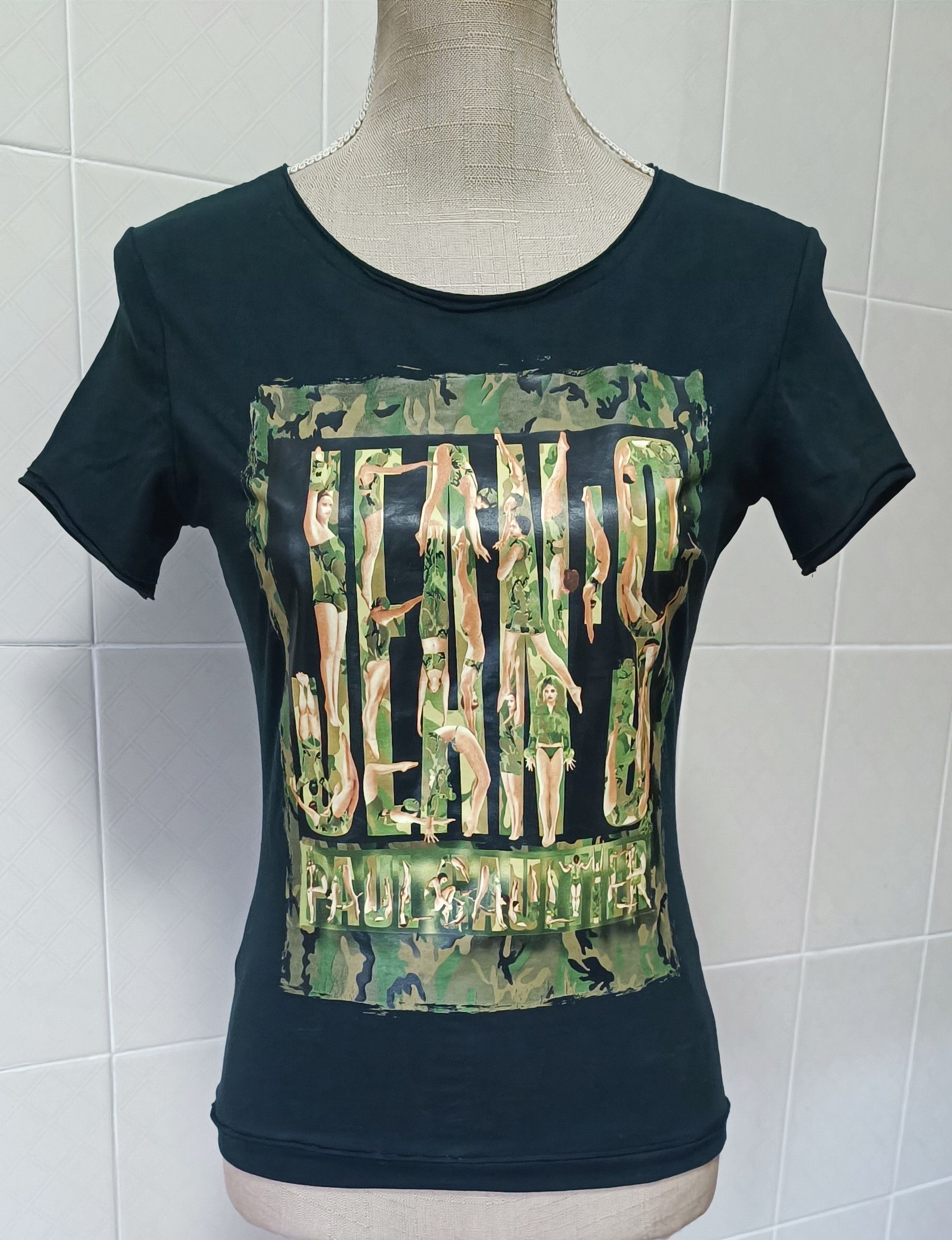 Jean Paul Gaultier Camouflage and lettering black t-shirt Size S / US 4 / IT 40 - 1 Thumbnail