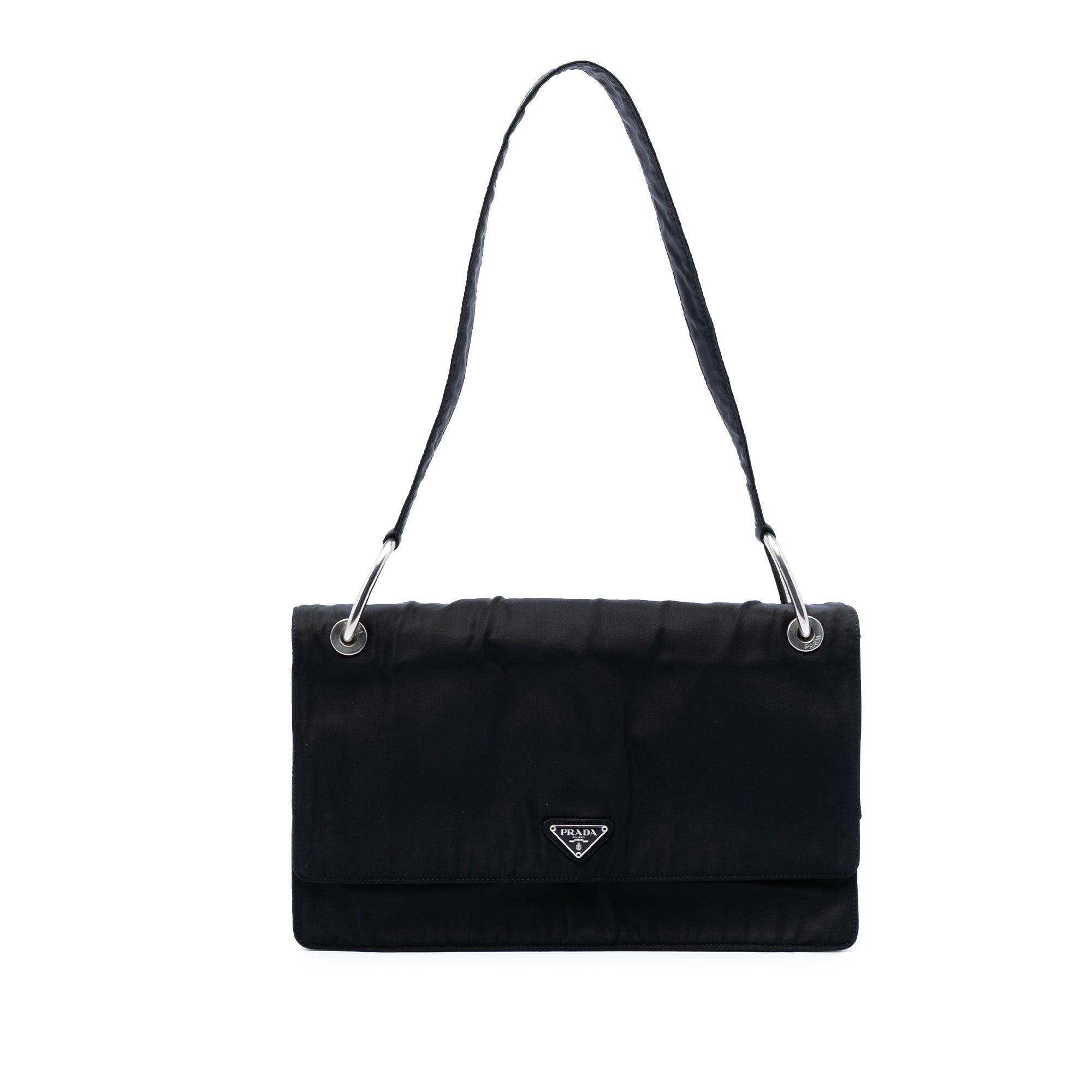 Prada Tessuto Flap Shoulder Bag in Black, Women's