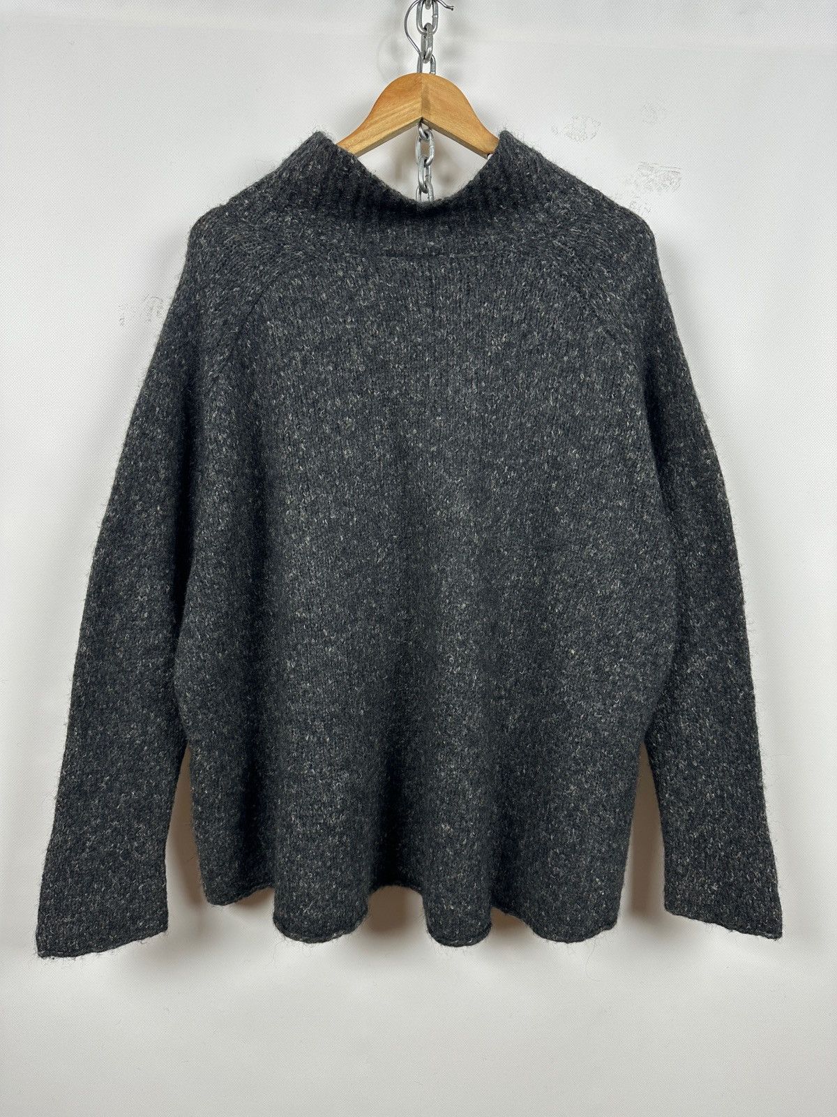 Rundholz Rundholz Wool/Alpaca/Linen Gray Oversized High Neck Sweater Size M / US 6-8 / IT 42-44 - 2 Thumbnail