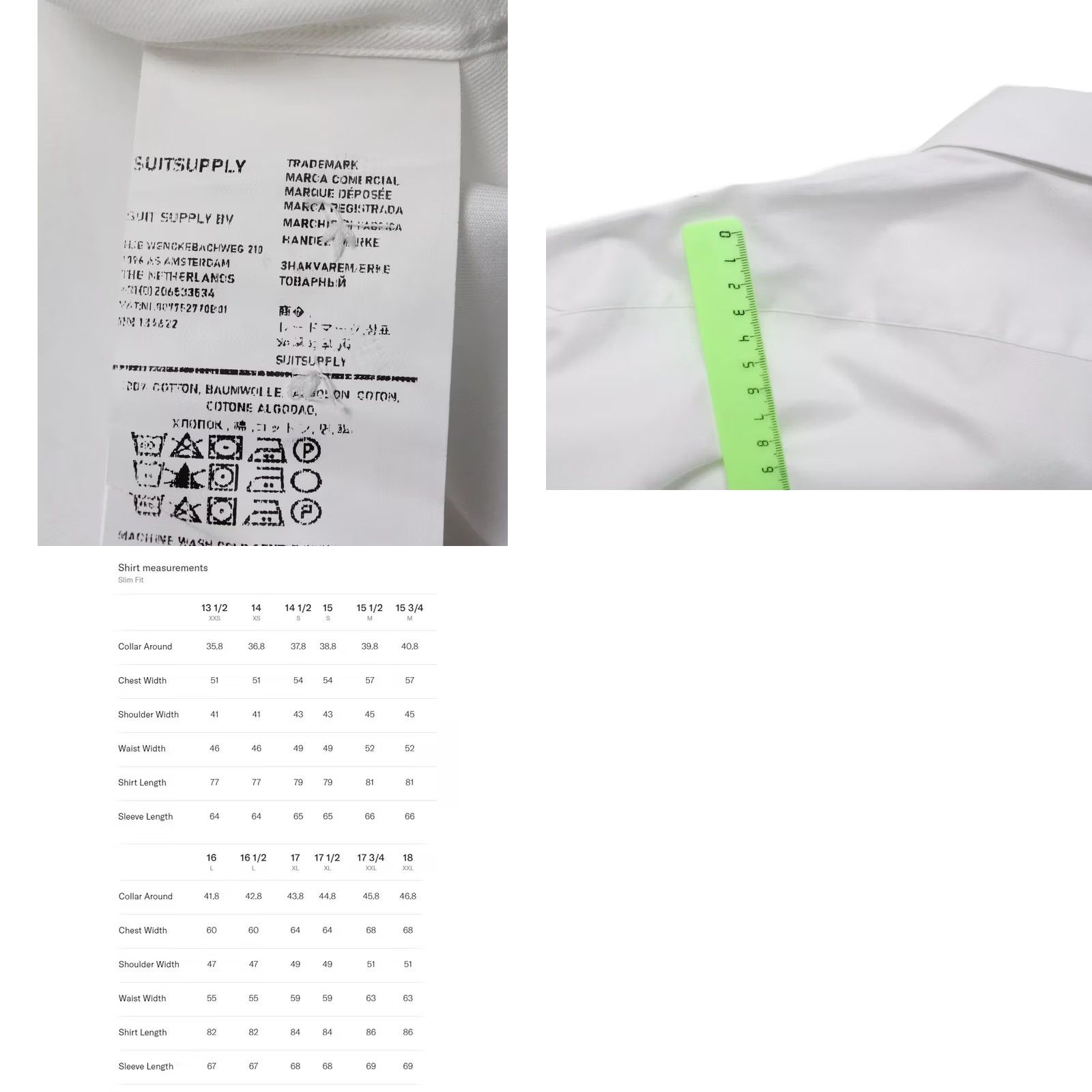 Suitsupply Suitsupply Slim Fit Formal Shirt Men's 3XL Button-Up White Spread Neck Size 48R - 8 Thumbnail