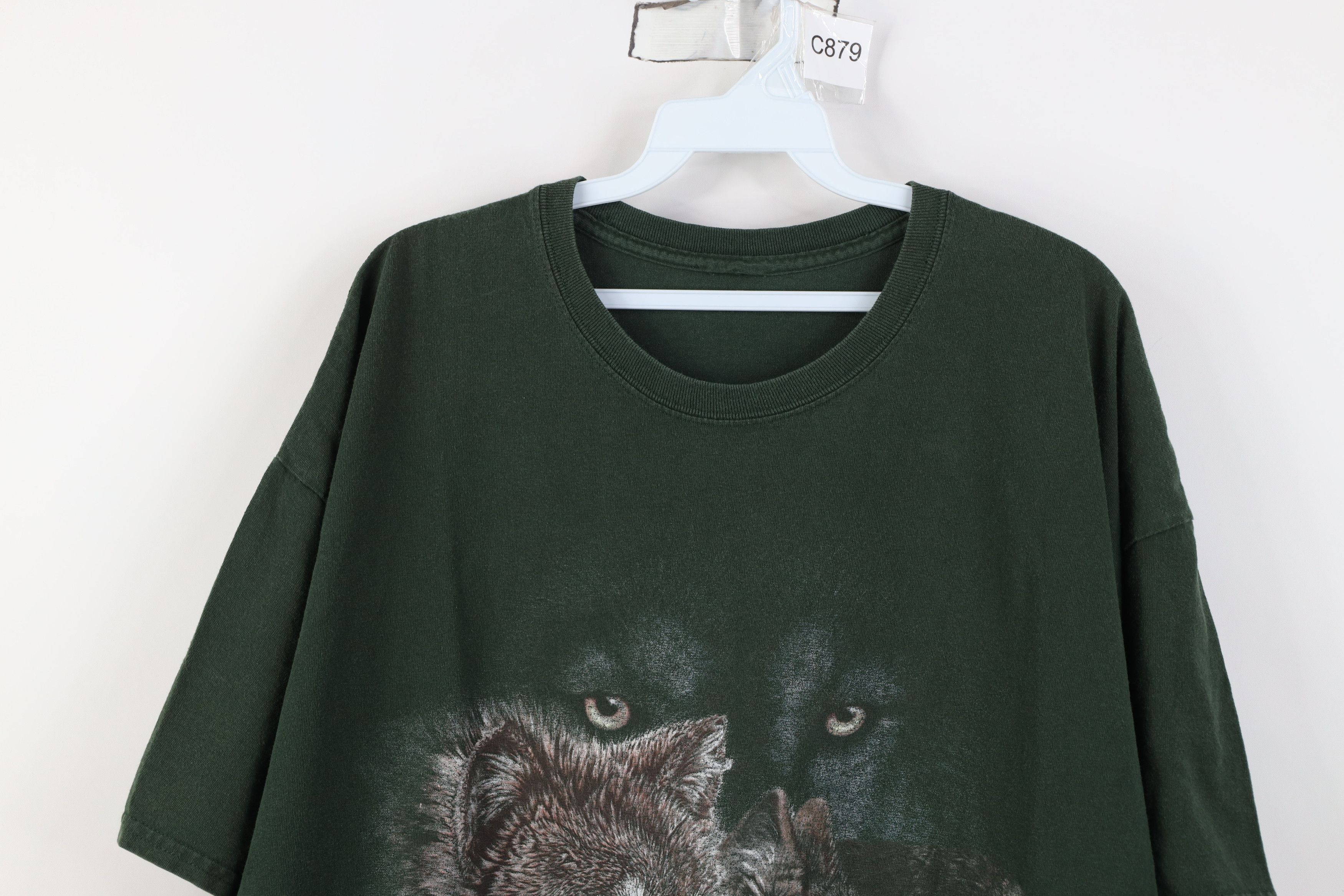Vintage Vintage 90s Streetwear Nature Wolf Pack T-Shirt Green Size US XXL / EU 58 / 5 - 2 Thumbnail